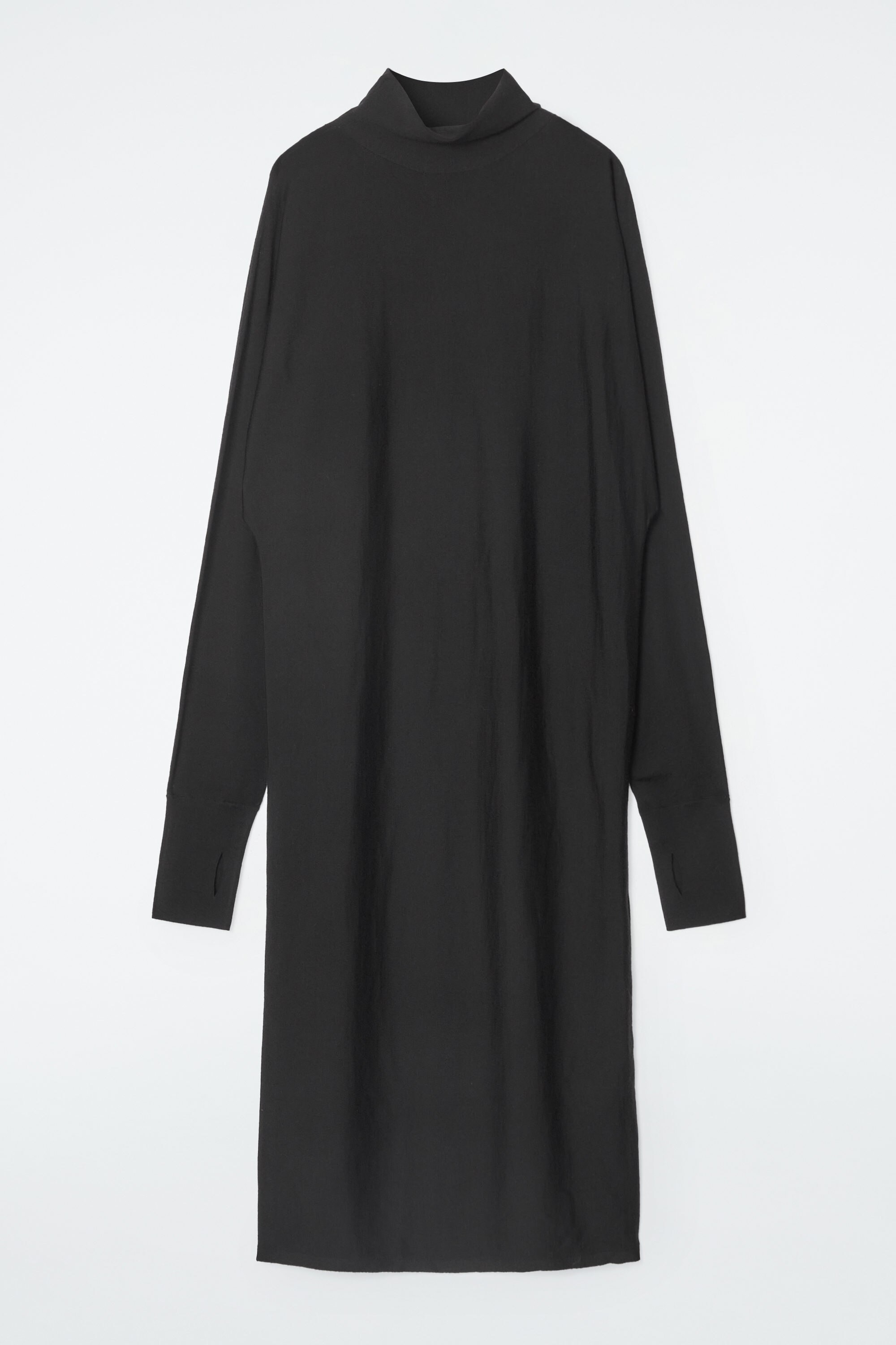 【送料&関税込】Patou Black Merino Wool Blend Dress Patou Scarf Draped Dress KN2108041-999B BLACK | IlDuomo