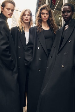 TAILORED WOOL-BLEND DOUBLE-BREASTED COAT — BLACK 9
