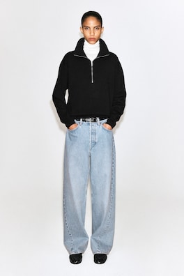 MOCK-NECK HALF-ZIP KNITTED SWEATER — BLACK 3