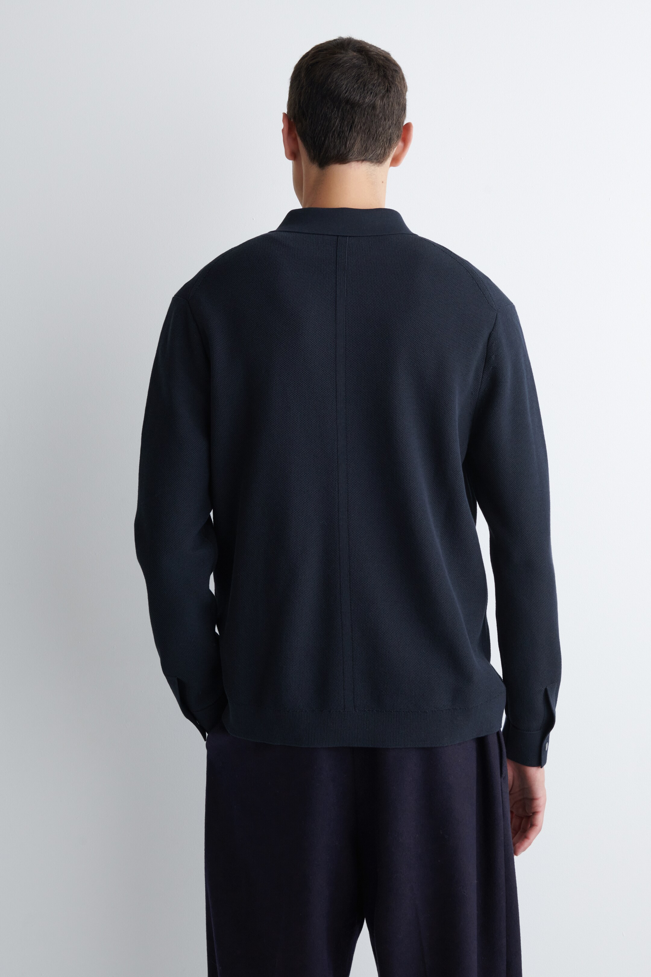 Agrandir l'image: POLO EN MAILLE POINT NID D'ABEILLE - BLEU MARINE - HOMME | H&M CH 5