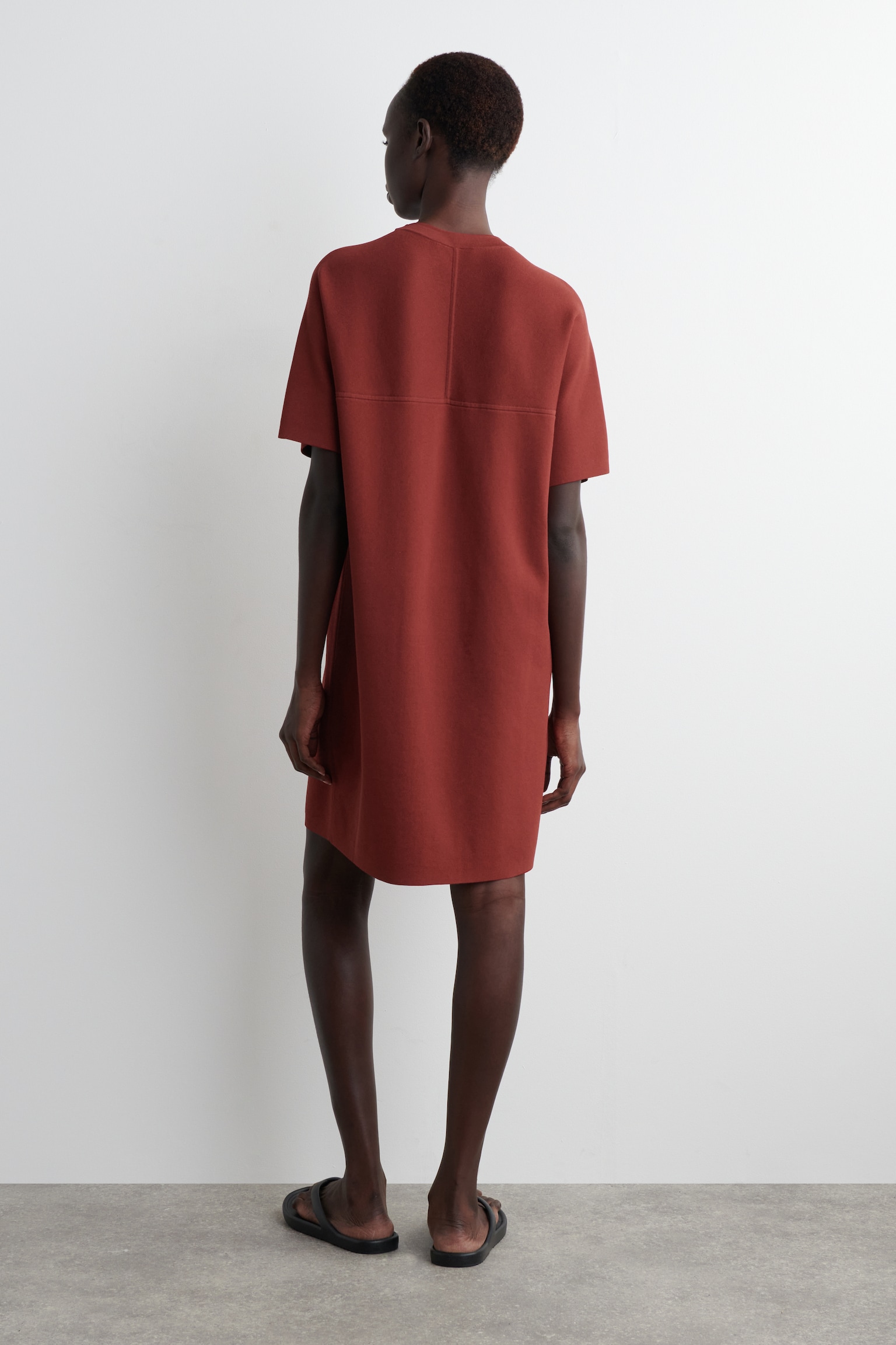 ROBE T-SHIRT EN MAILLE - ROUGE / RAYURES/BLEU MARINE - 6