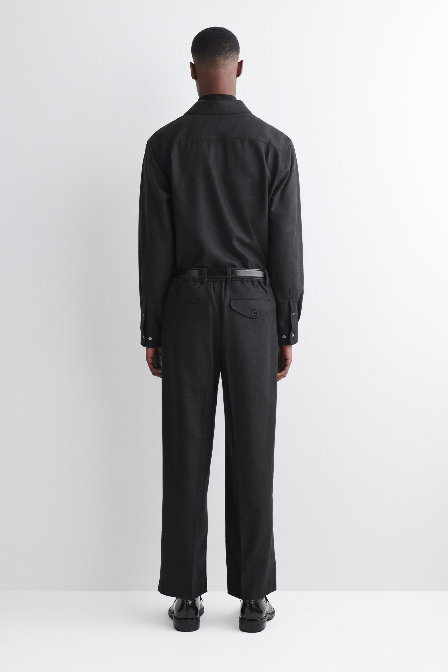 PLEATED WOOL STRAIGHT-LEG TROUSERS - NAVYBLAU/KARIERT/ANTHRAZITGRAU MELIERT - 10