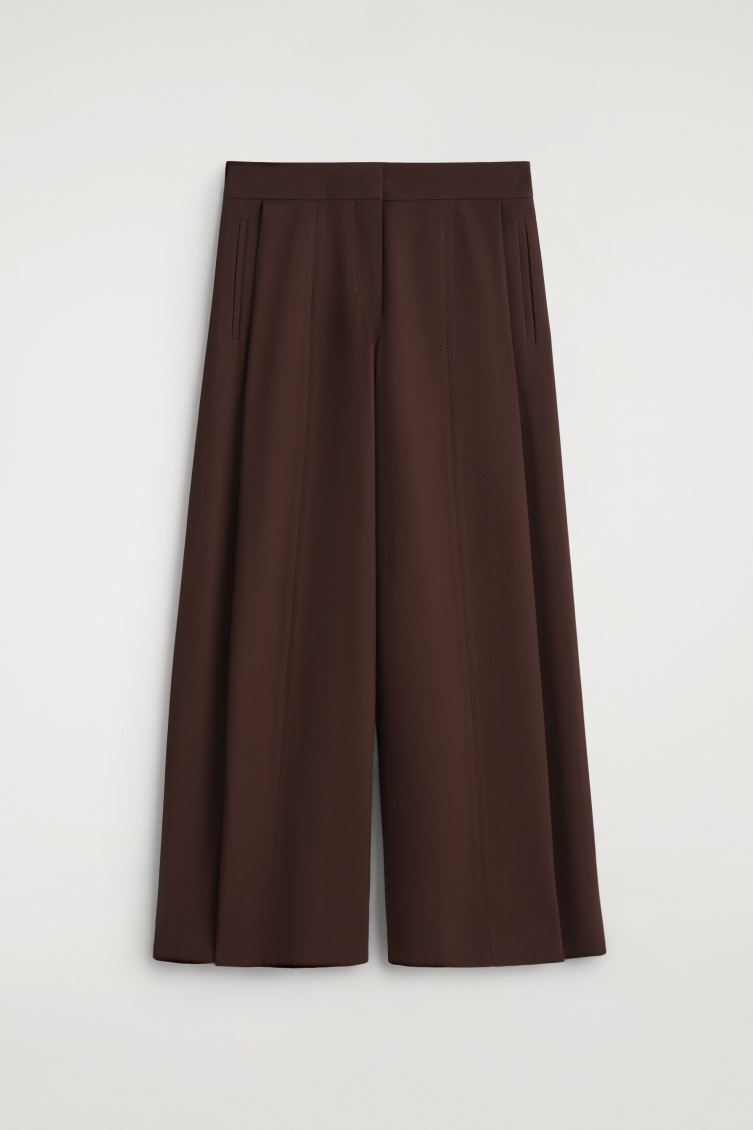 PANTALONI RILASSATI IN MISTO LANA A GAMBA LARGA - BORDEAUX/NERO - 2