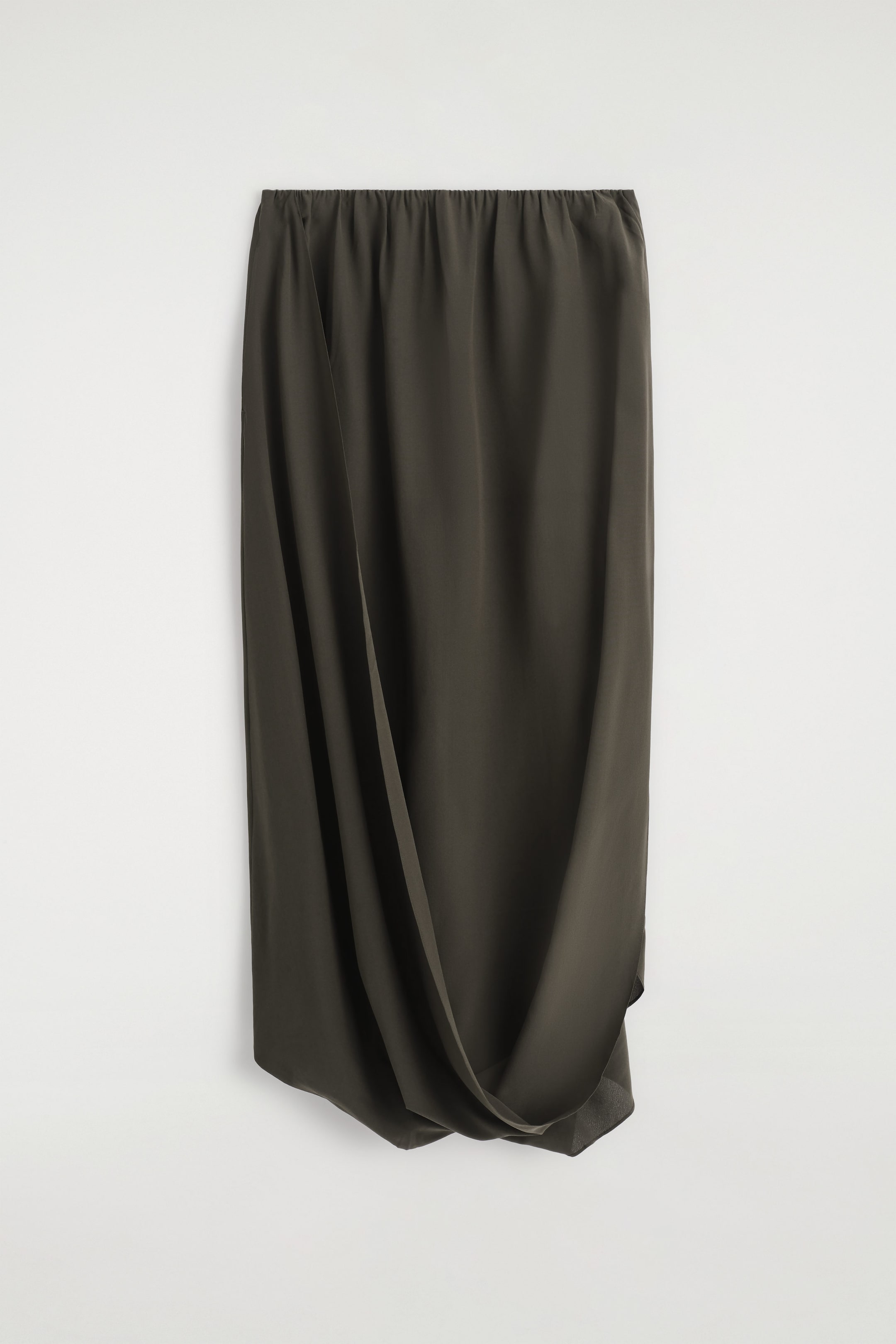 DRAPED SILK MIDI SKIRT