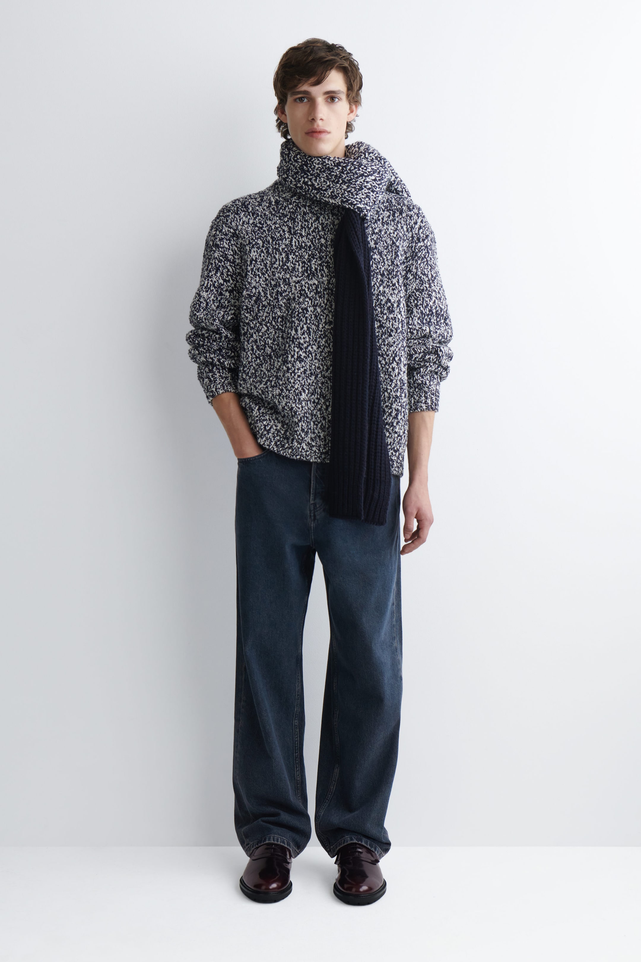 FLECKED WOOL-BLEND HEAVYWEIGHT JUMPER