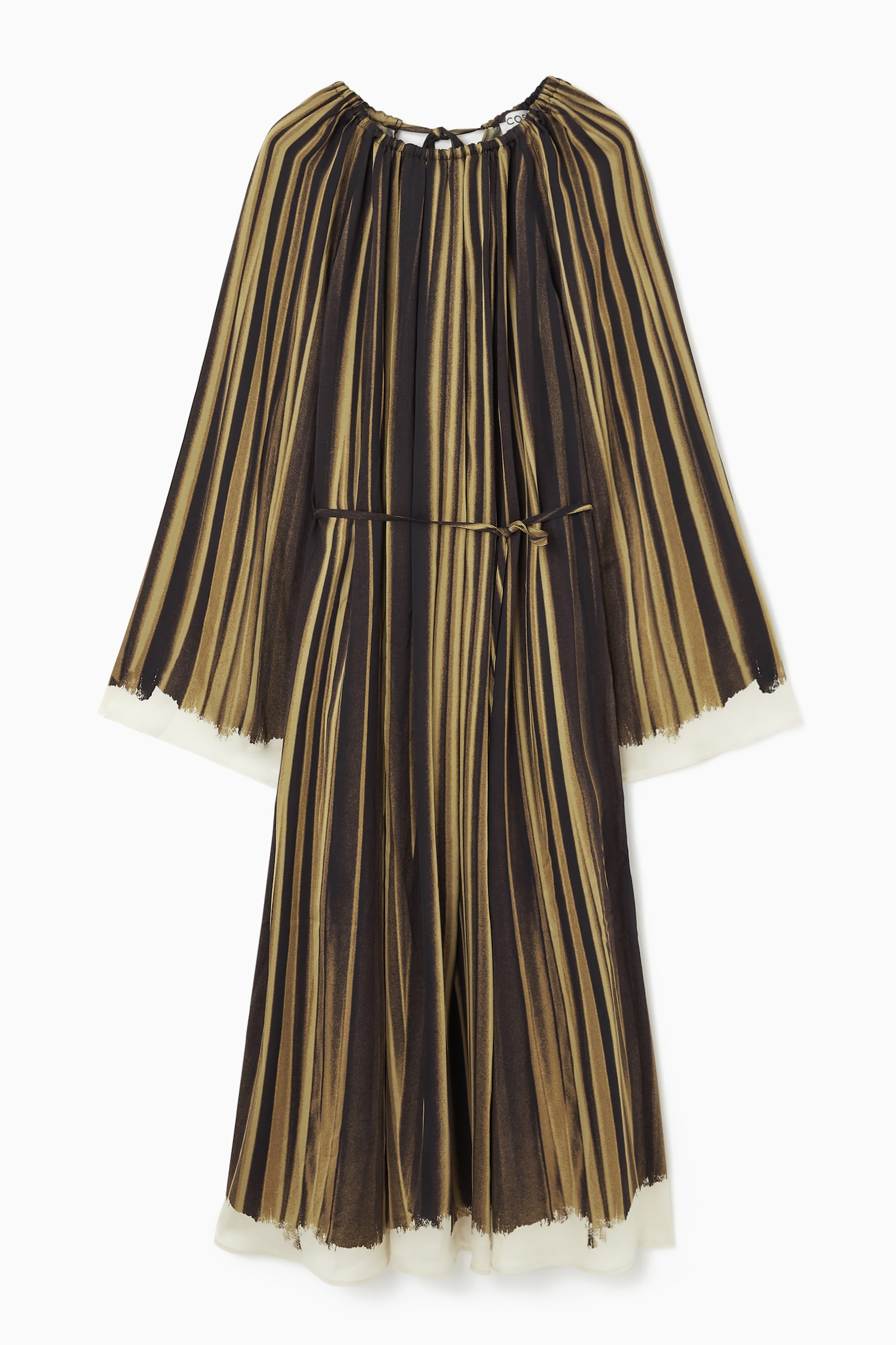 TROMPE-L'ŒIL BELTED SHIRT DRESS - BROWN / CREAM