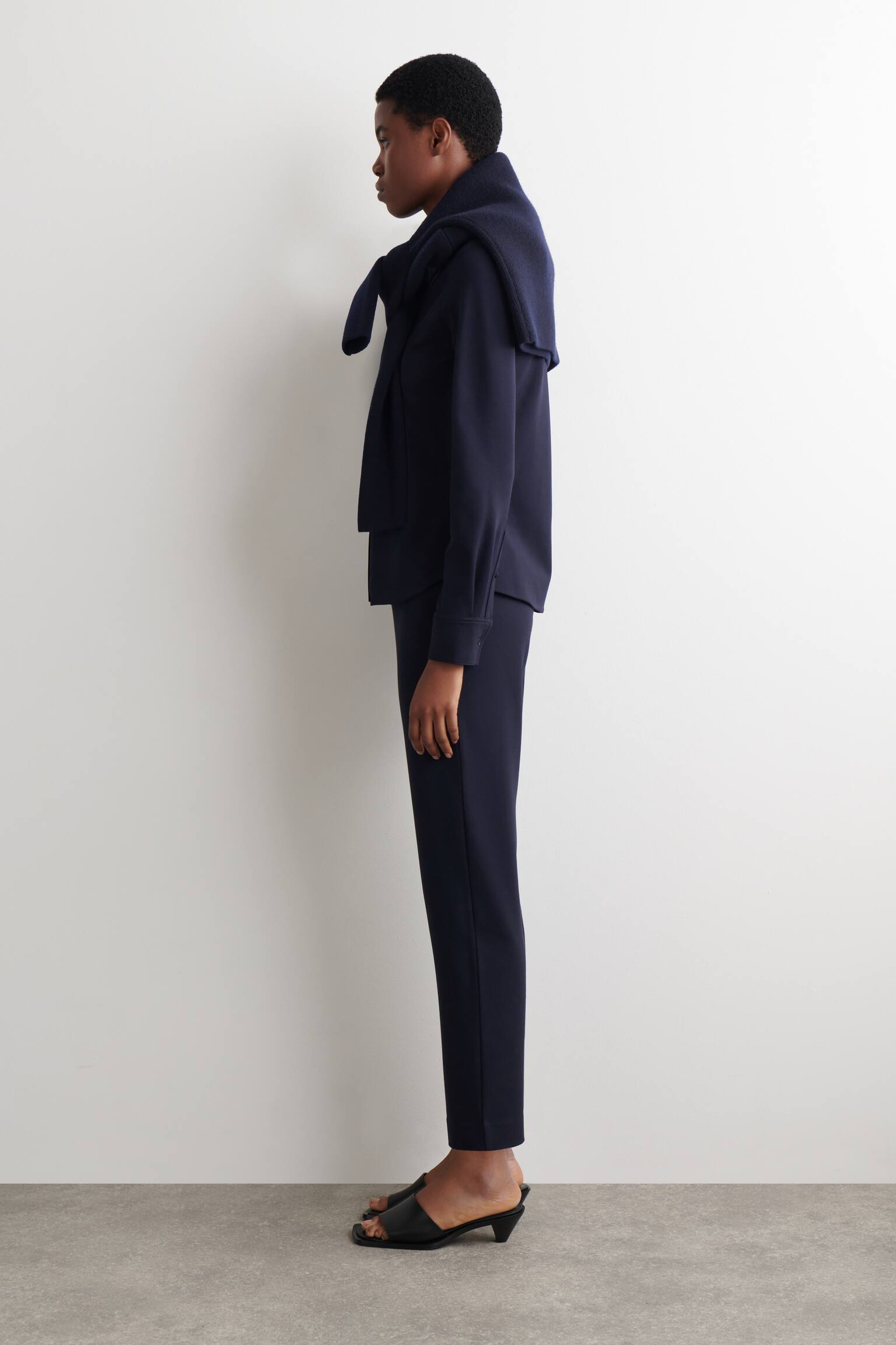 PANTALONI IN JERSEY ELASTICIZZATI A GAMBA DRITTA - BLU NAVY - 3