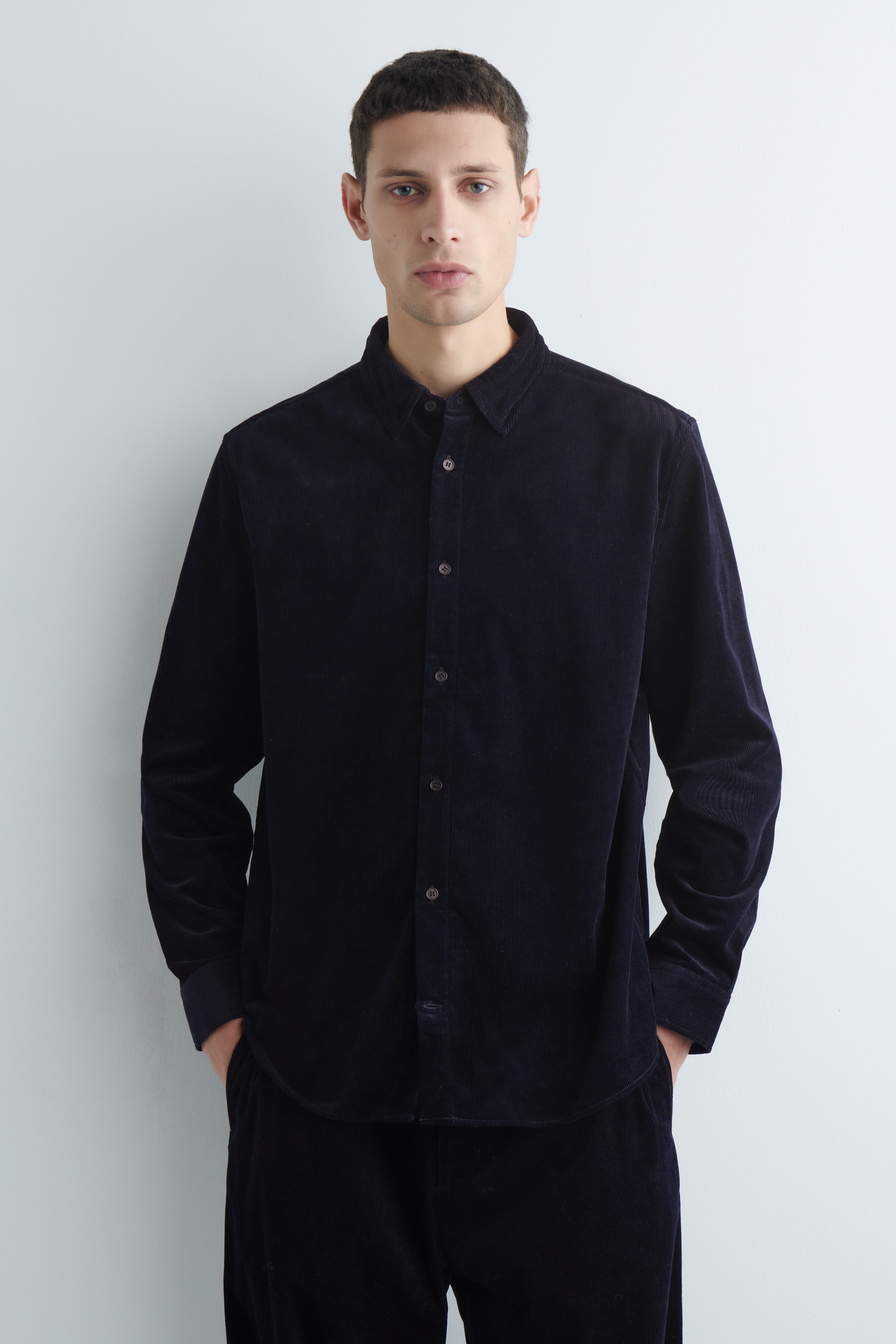 RELAXED CORDUROY SHIRT - NAVY