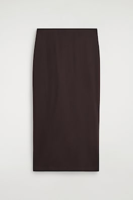JERSEY MIDI PENCIL SKIRT — DARK BROWN 6
