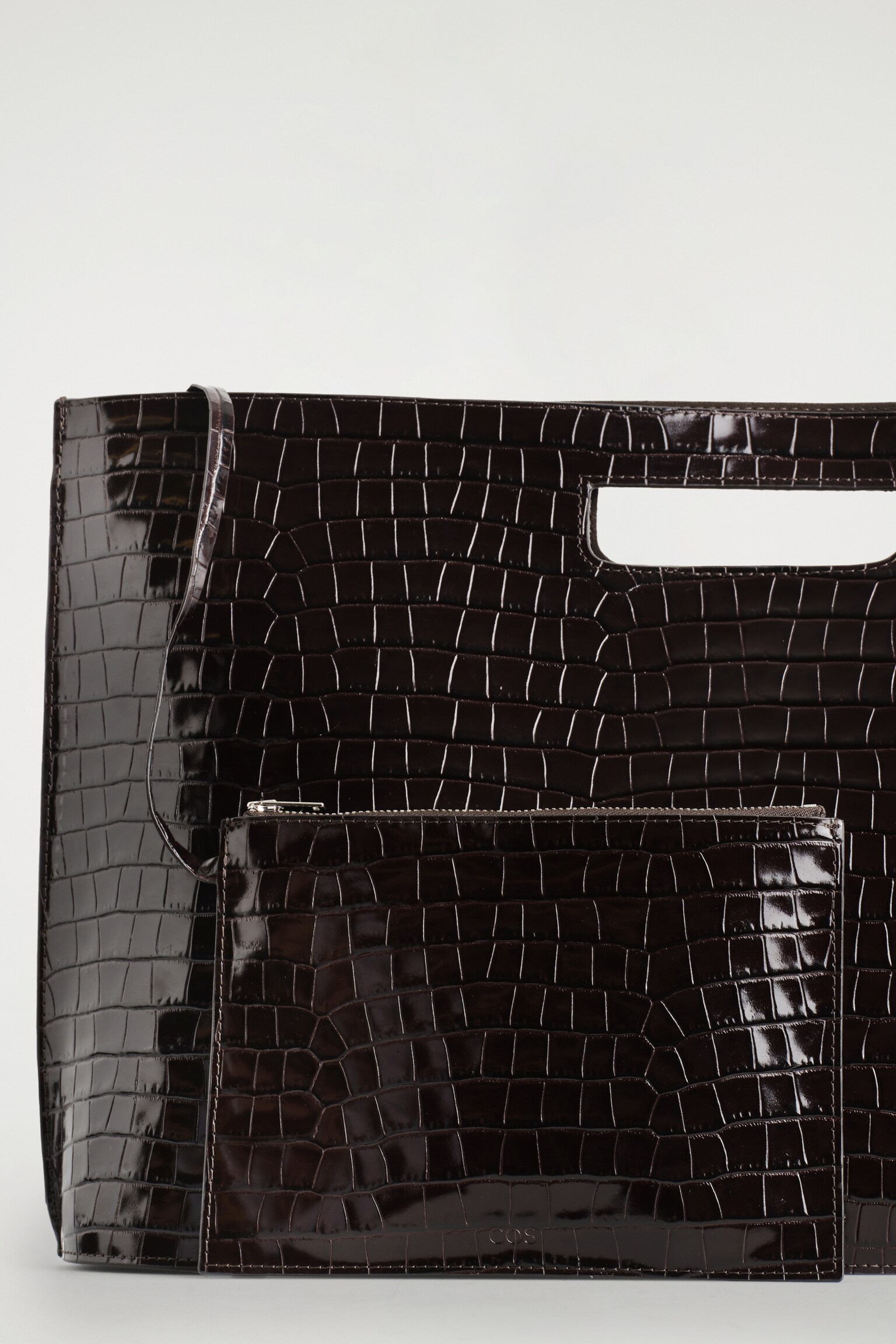 SAC FOLIO OVERSIZE - CUIR EFFET CROCO - BRUN - 6
