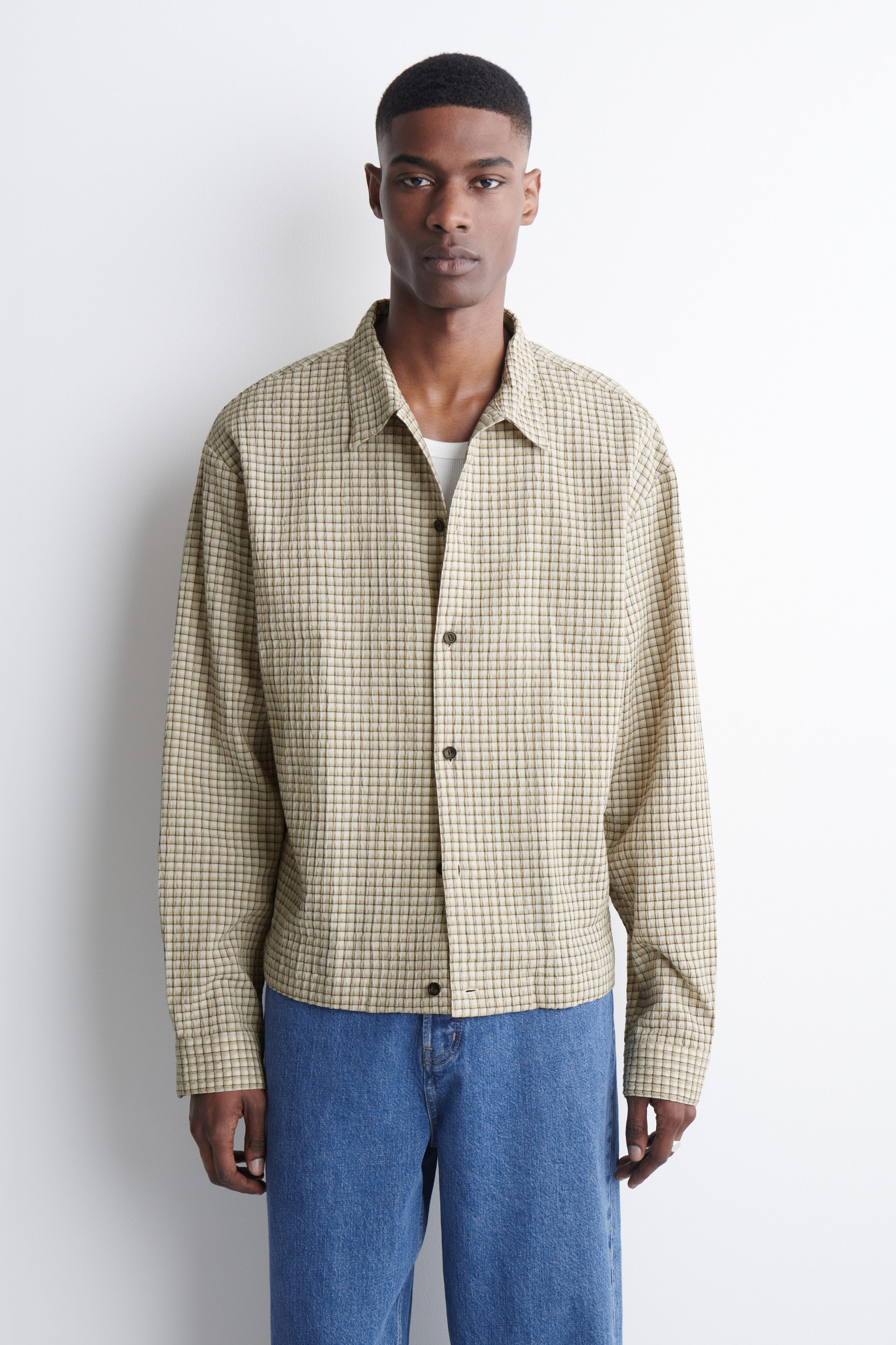 CHECKED SEERSUCKER SHIRT - BEIGE / CHECKED | COS US
