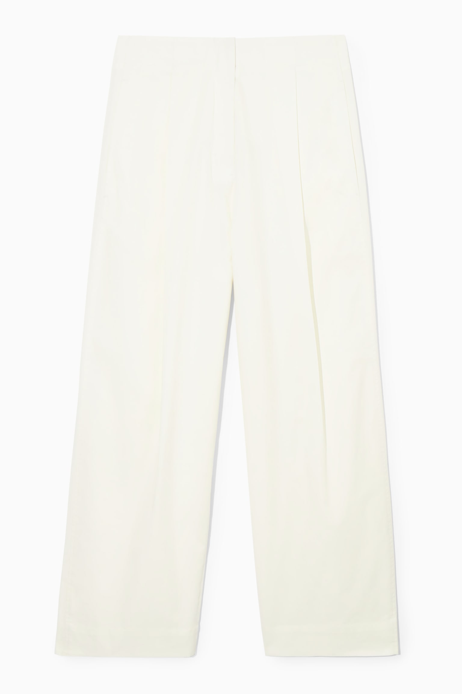 PLEATED BARREL-LEG TWILL CHINOS - OFF-WHITE