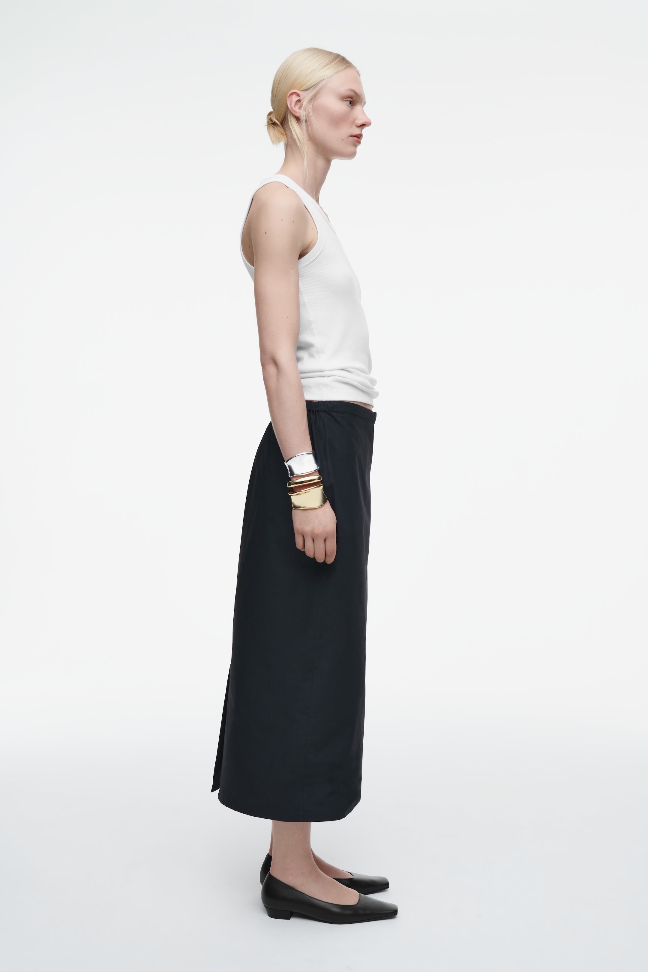 Agrandir l'image: JUPE MIDI TAILLE AJUSTABLE EN COTON - BLEU MARINE - FEMME | H&M FR 4