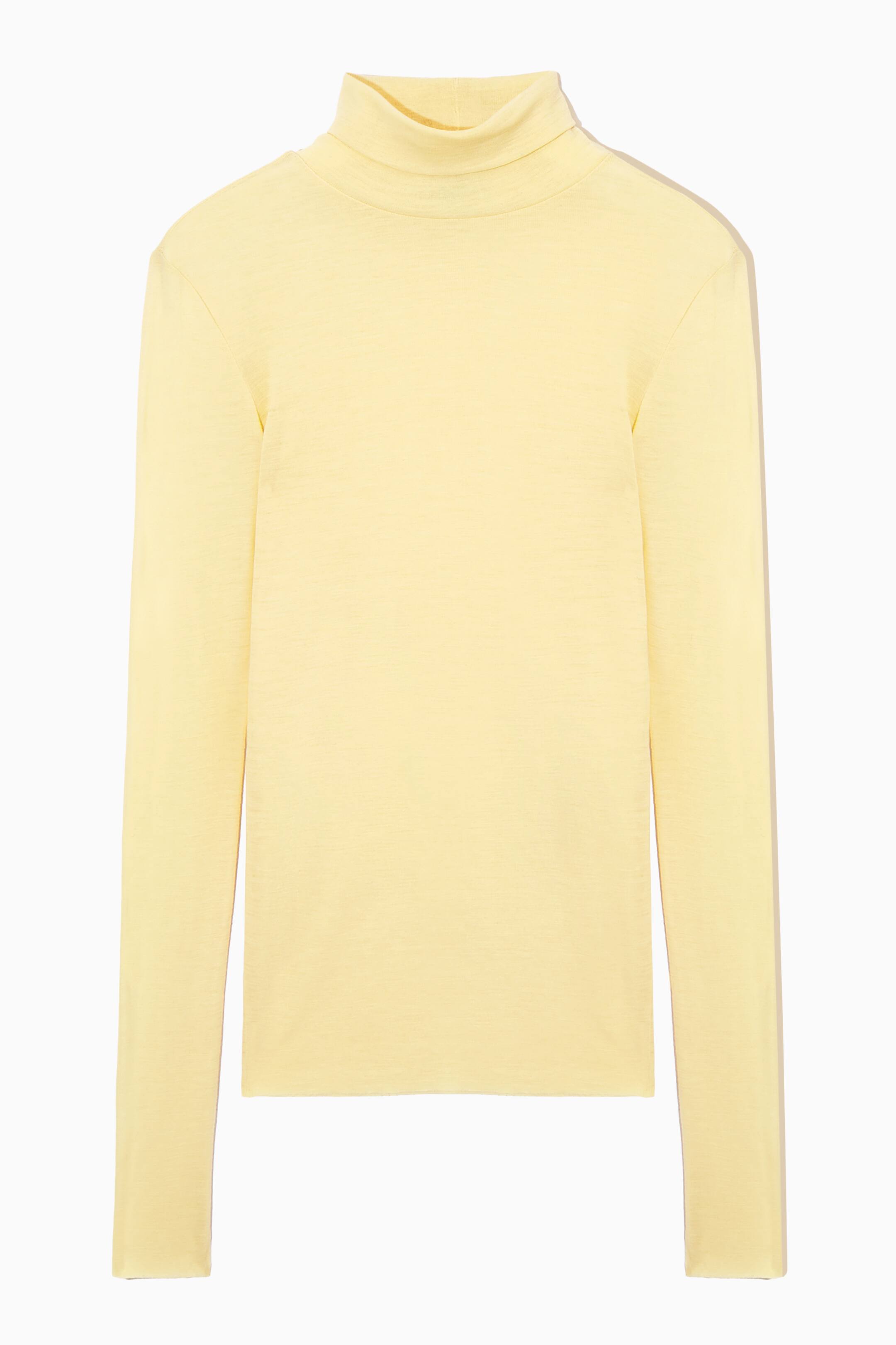 Grotere afbeelding bekijken: MERINO WOOL TURTLENECK TOP - LICHTGEEL - DAMES | H&M BE 1