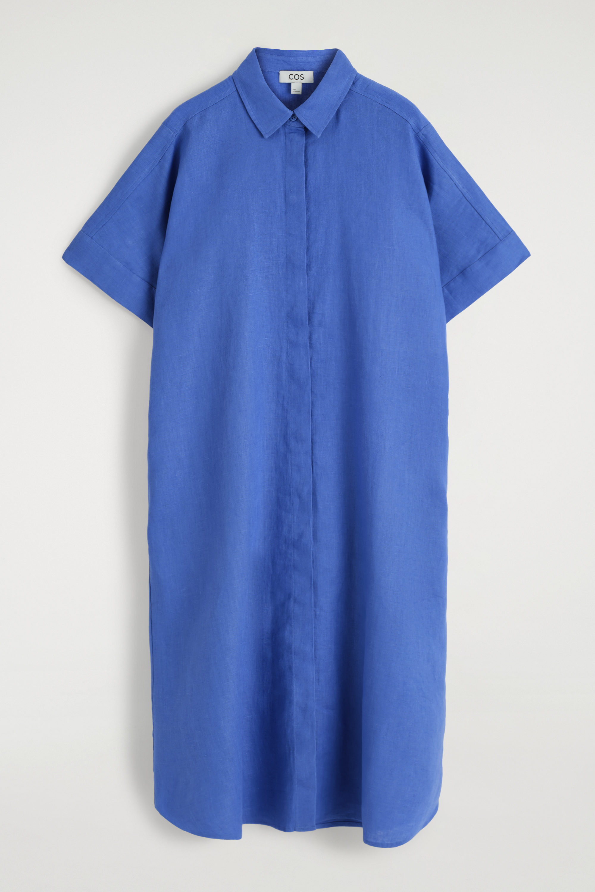 cos metallic linen shirt dress COS Women's Crinkled- Midi Shirt Dress in White | Silk