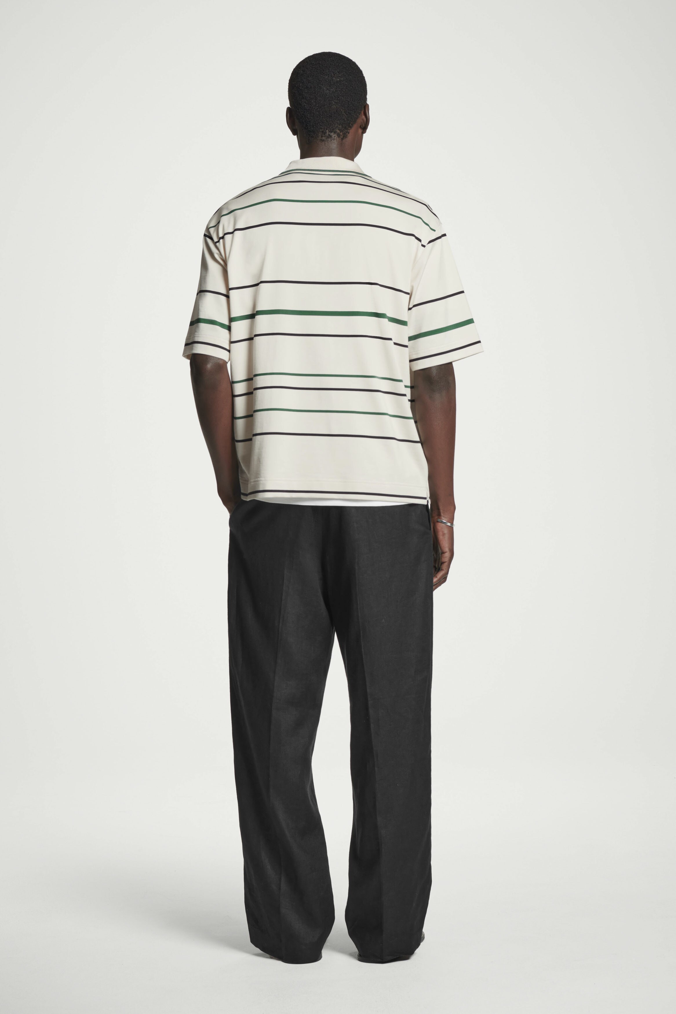 STRIPED HALF-ZIP POLO SHIRT - ECRU / STRIPED | COS US