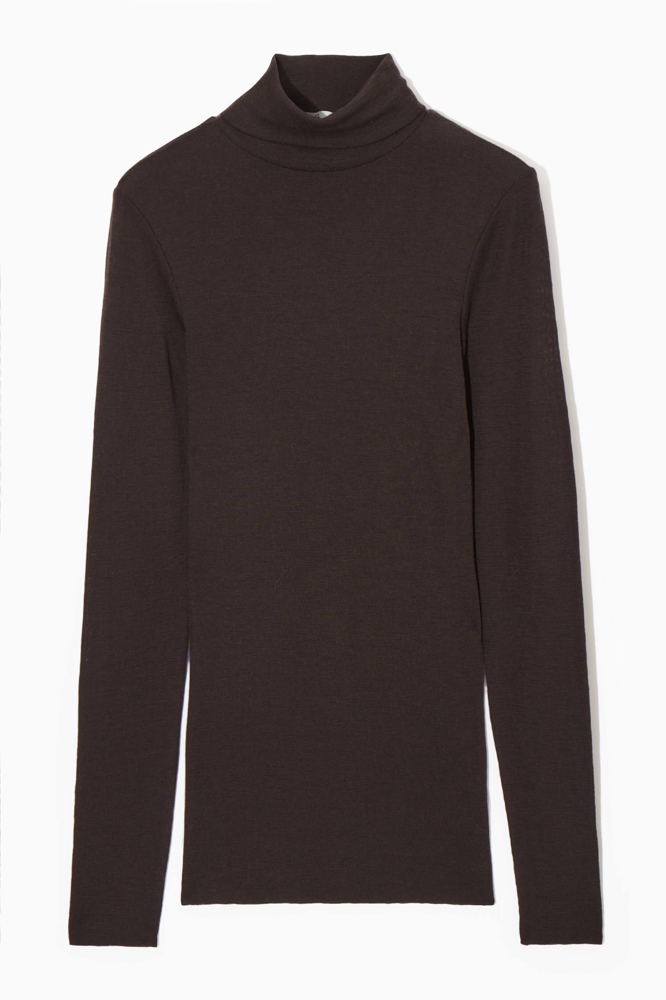 Vis større bilde: MERINO WOOL TURTLENECK TOP  - DARK BROWN - Ladies | H&M NO 1