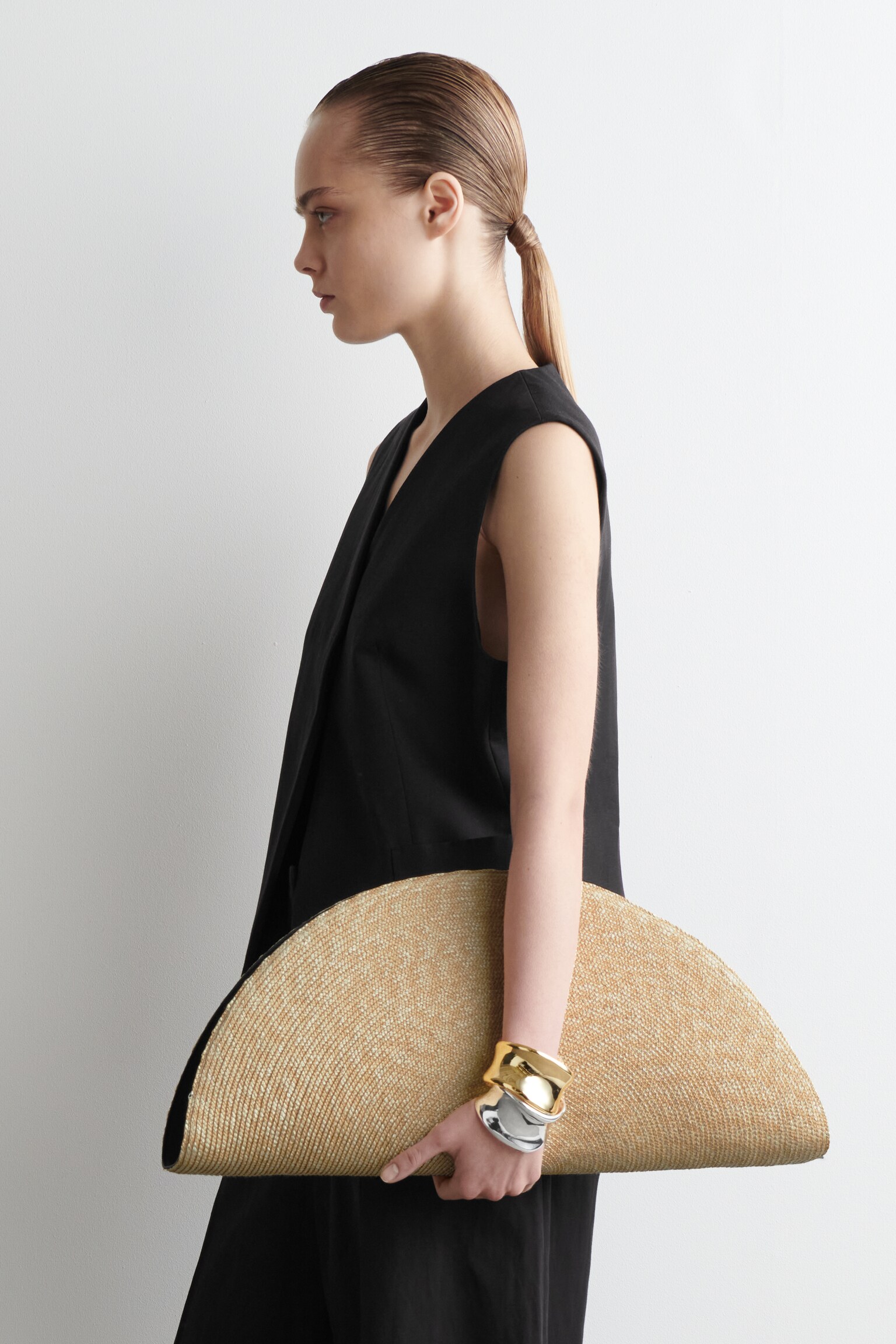 SOLEIL OVERSIZED-CLUTCH - STROH - BEIGE