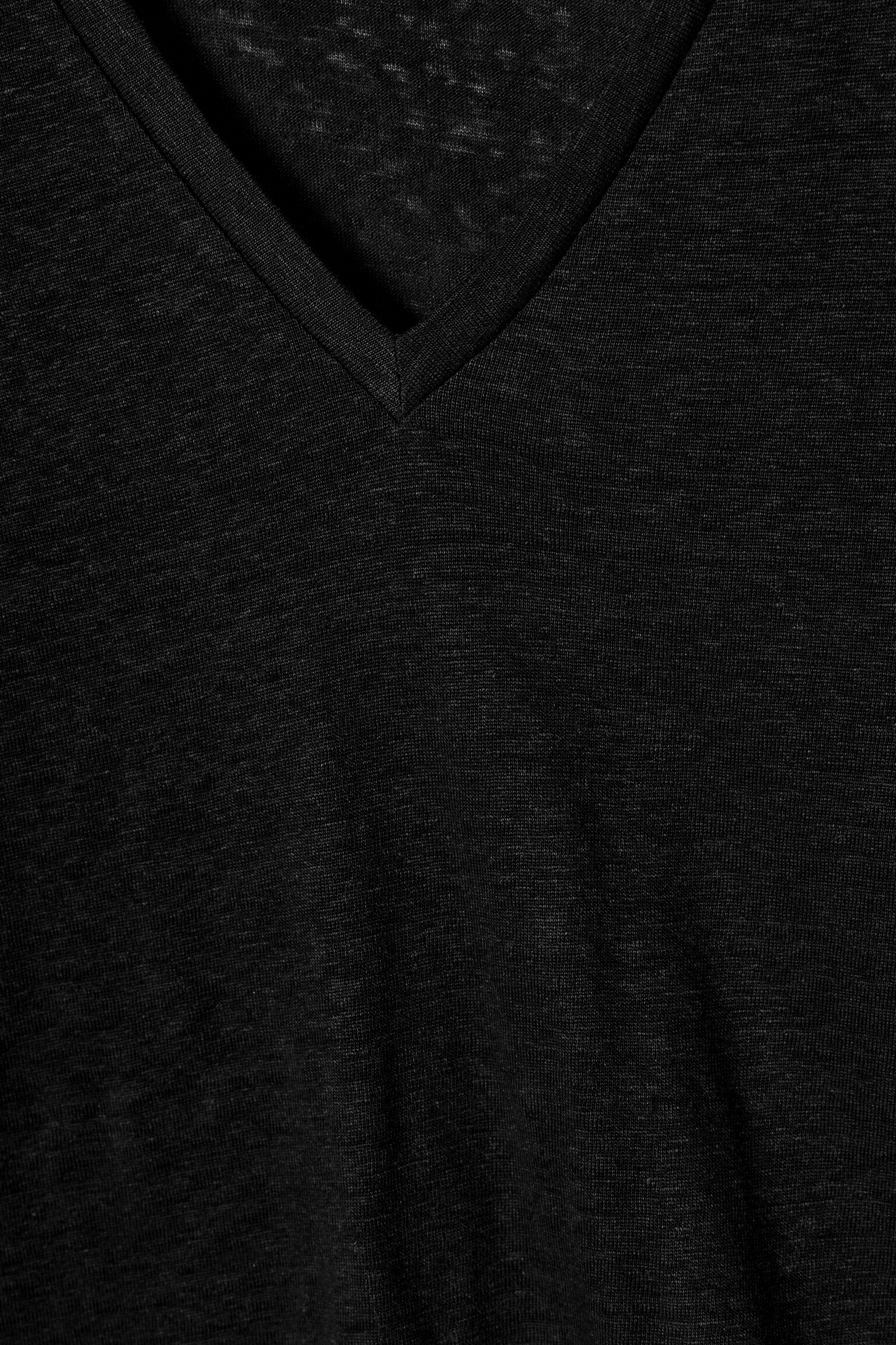 CAMISETA DE LINO CON CUELLO DE PICO - NEGRO/VERDE CLARO/BLANCO - 5