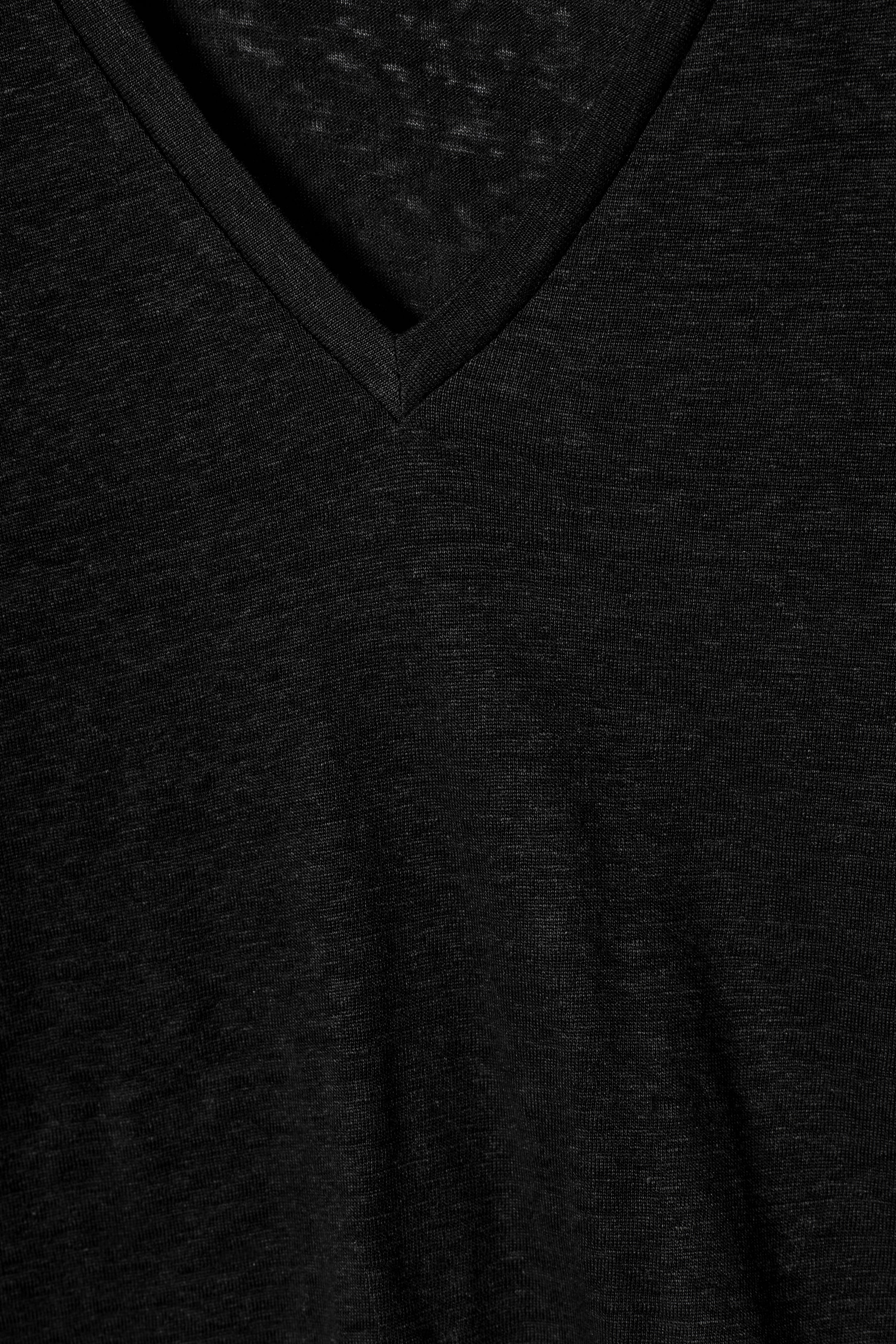 Ingrandisci l'immagine: V-NECK LINEN T-SHIRT - BLACK - DONNA | H&M CH 5