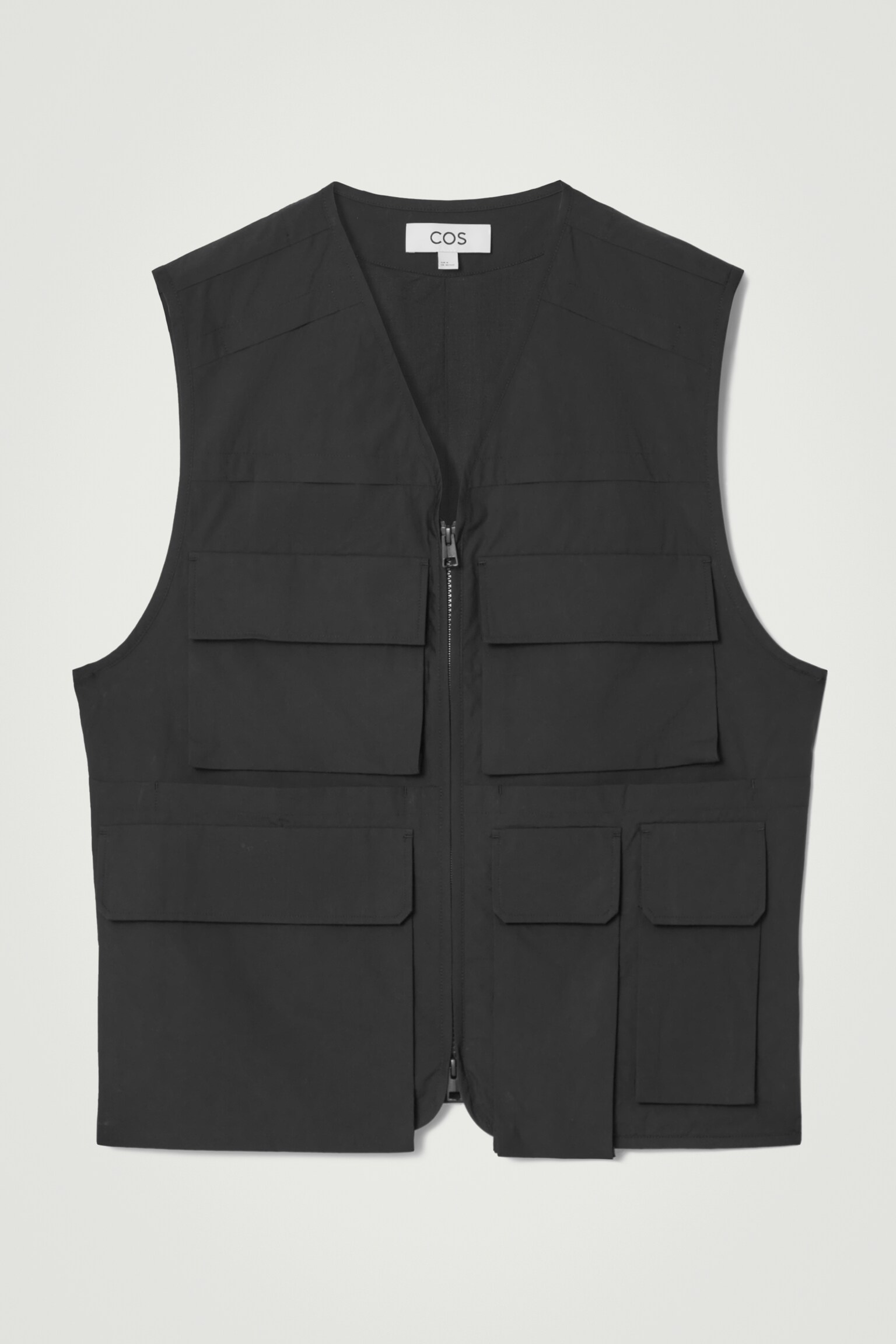 COTTON UTILITY GILET - BLACK