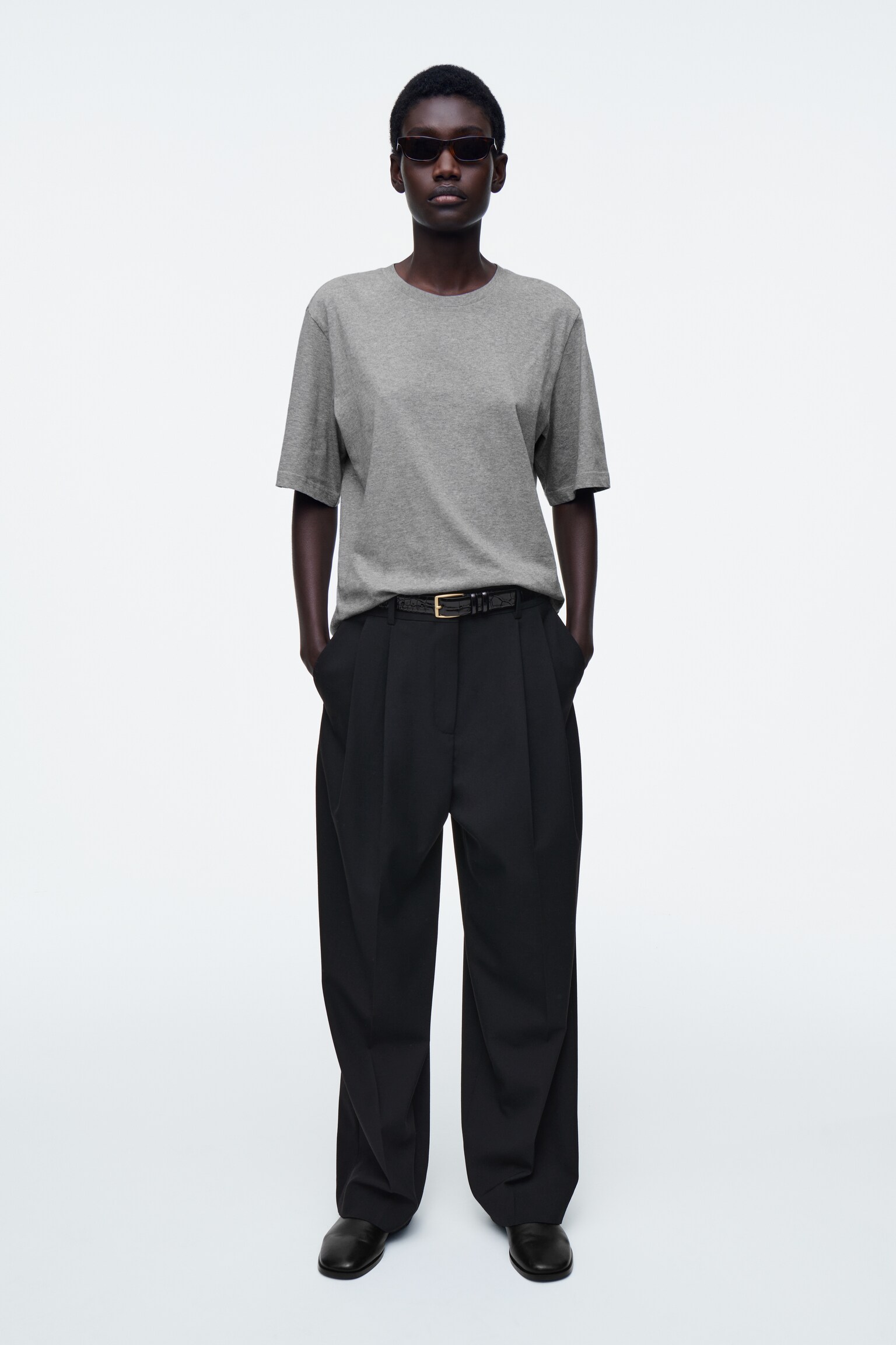 RELAXED COTTON T-SHIRT - GREY MÉLANGE/WHITE/BUTTER YELLOW/NAVY - 3