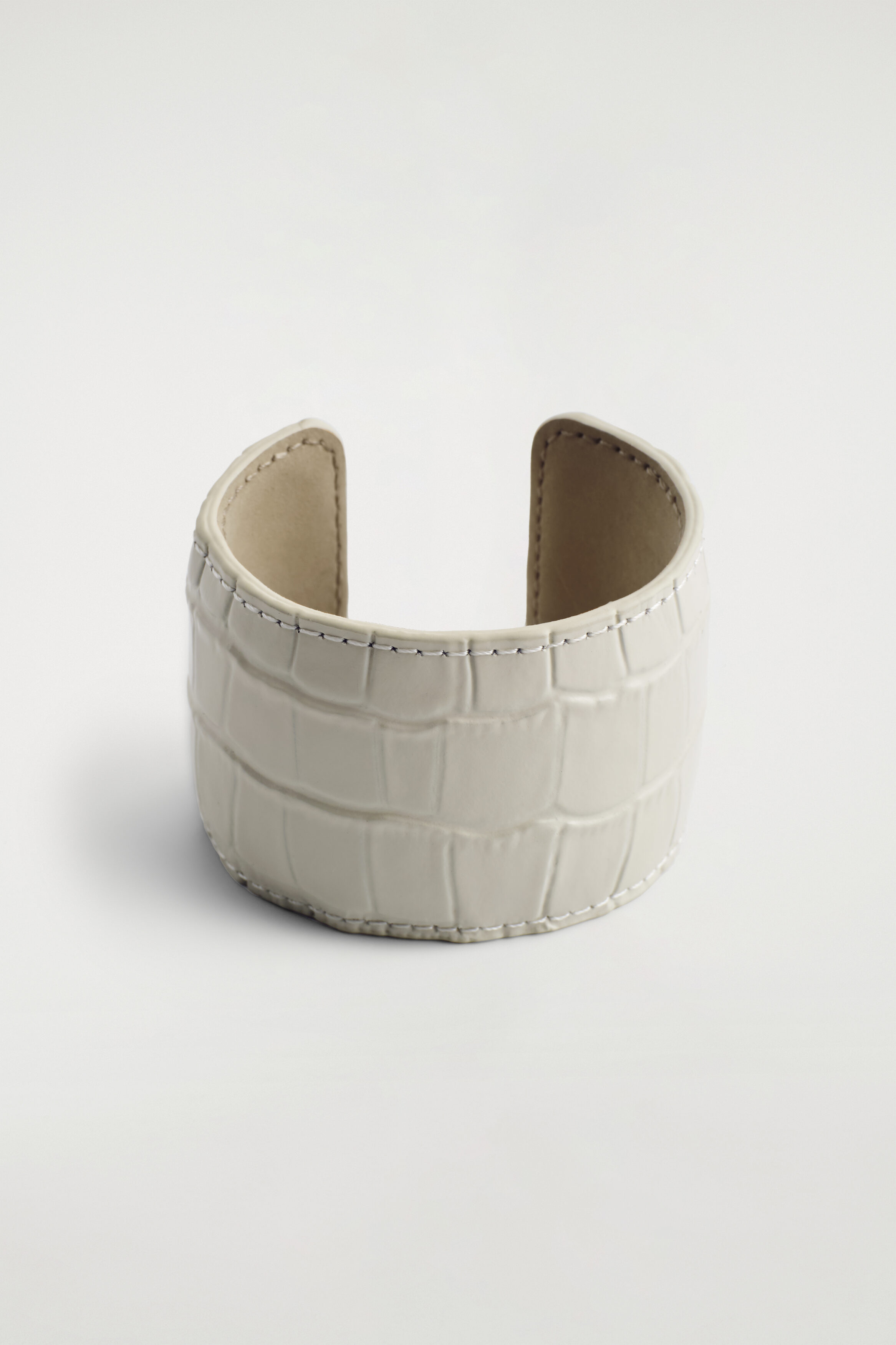 Croc-effect Leather Cuff