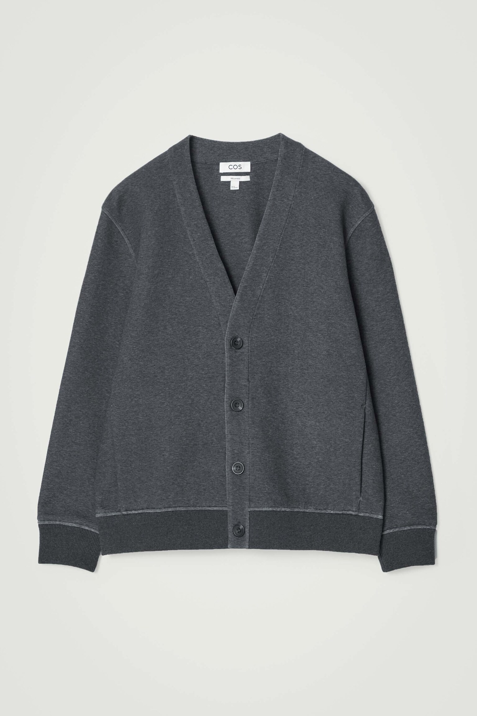 SCUBA-JERSEY V-NECK CARDIGAN - GREY/BLACK