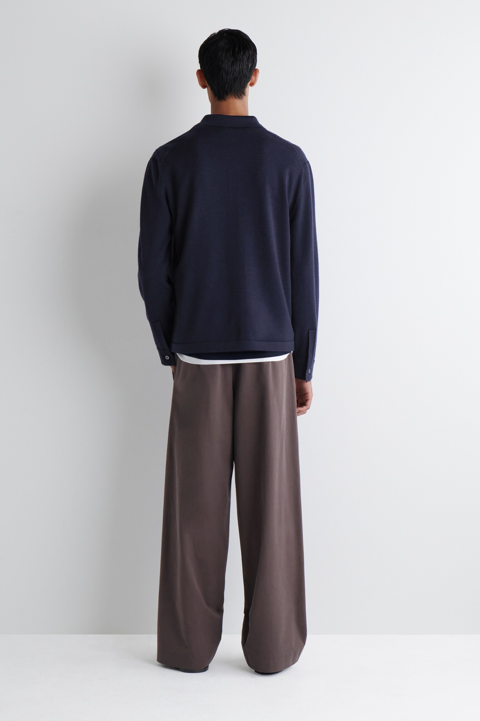 VESTE TRICOTÉE EN LAINE MÉRINOS - BLEU MARINE - 6