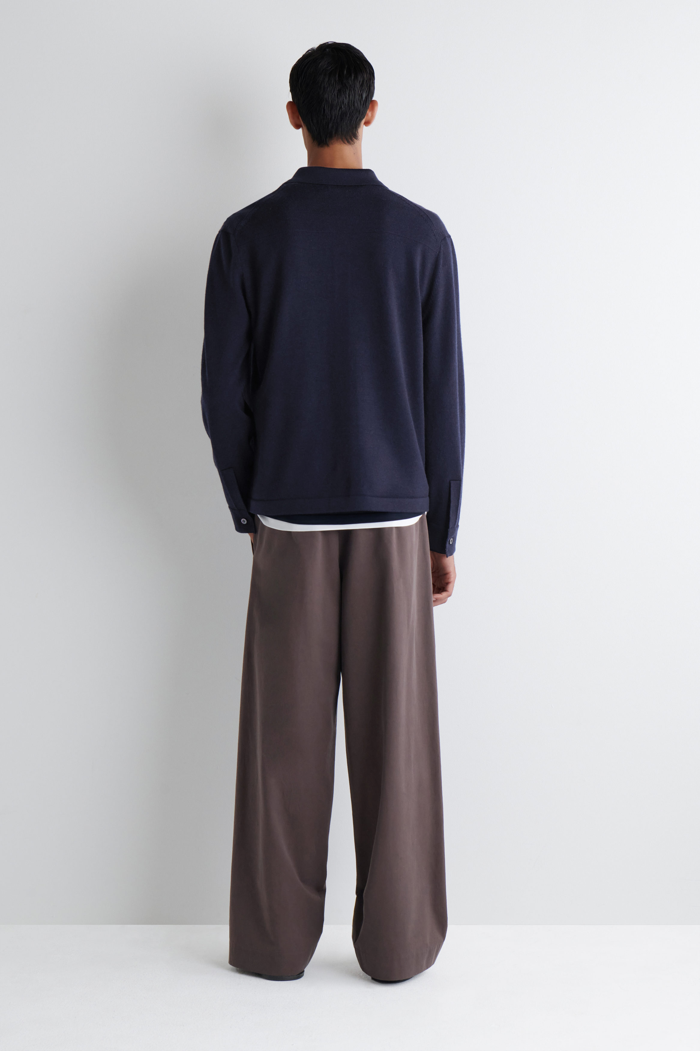 KNITTED MERINO WOOL SHIRT - NAVY | COS