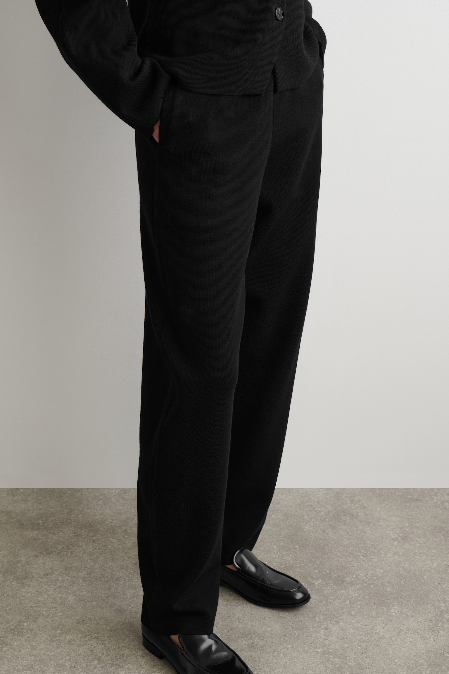 PANTALON BARREL EN MAILLE DE LAINE - NOIR - 3