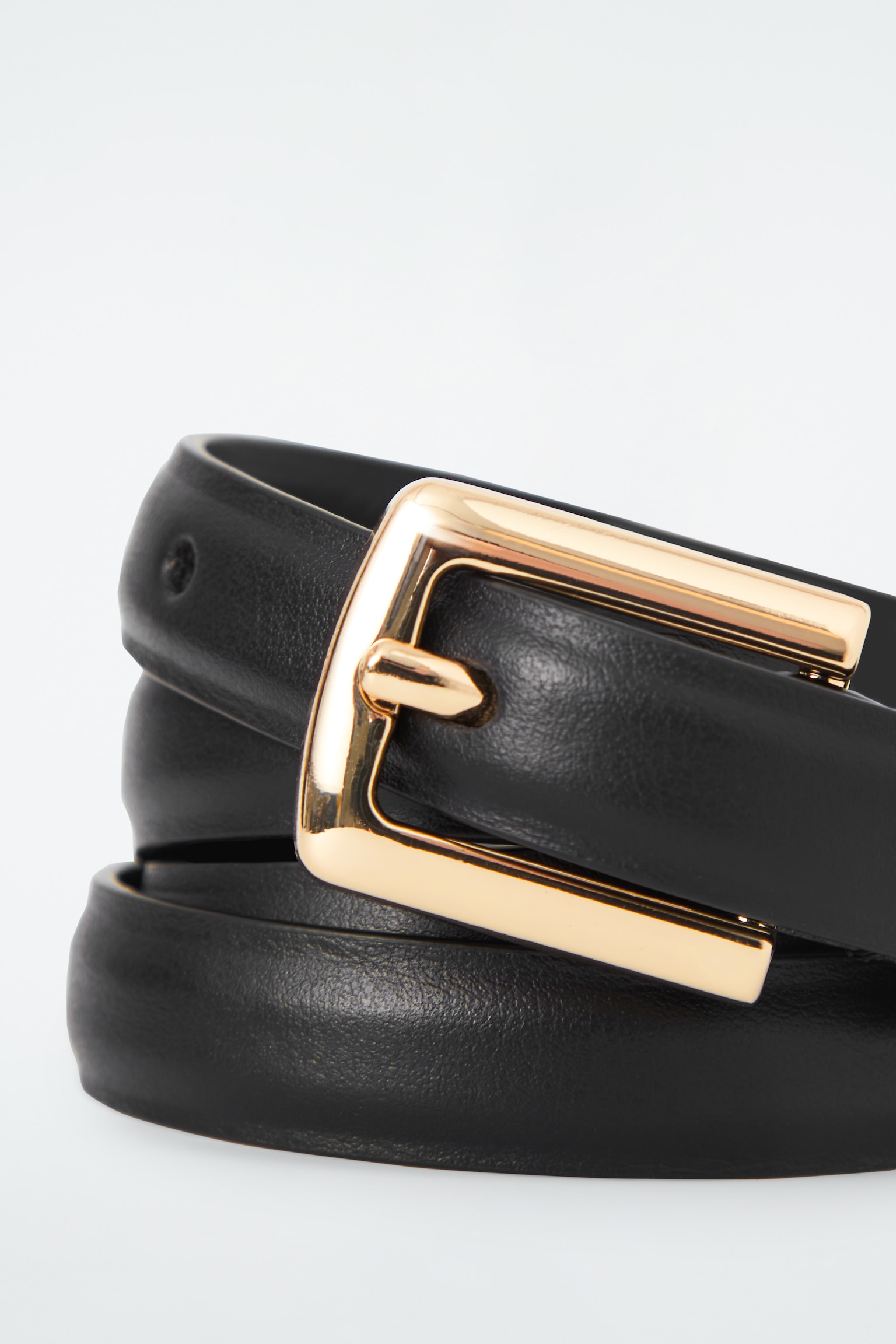 SKINNY LEATHER BELT - BLACK - 3