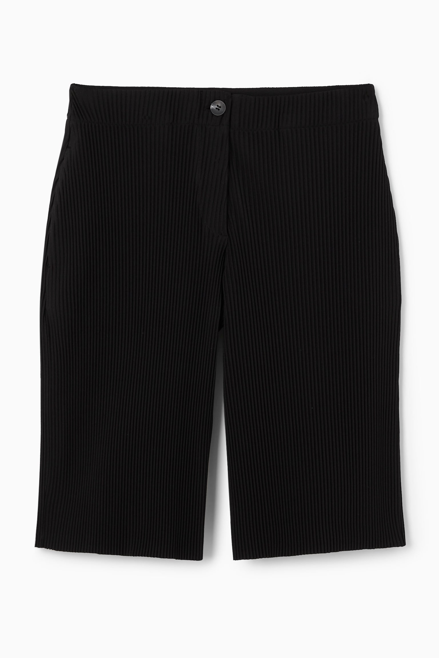 PLEATED BERMUDA SHORTS - BLACK/IVORY