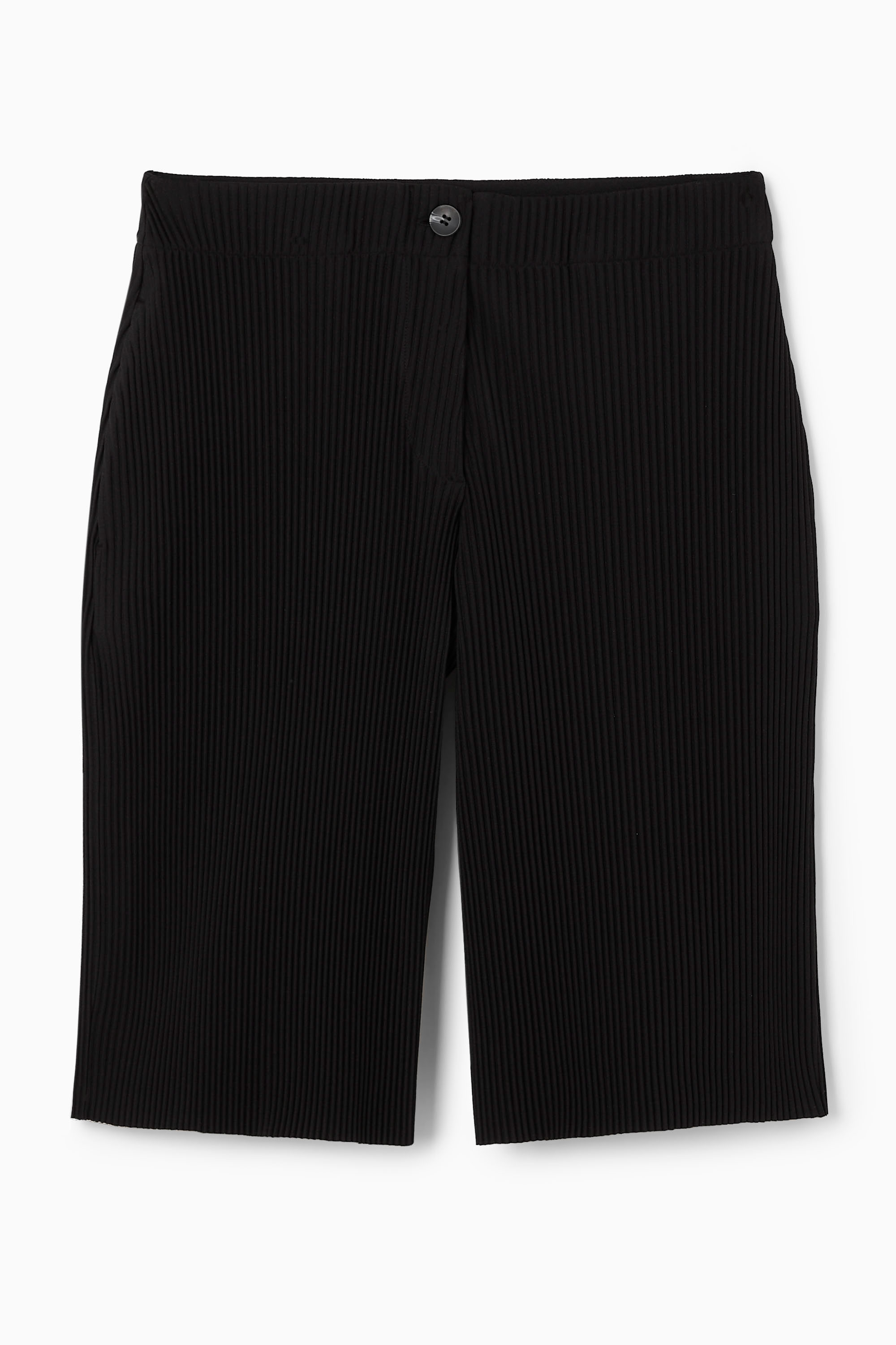 ★COOR★ Wide pleated bermuda shorts black CXD3PT08V-BLK Black Wide Leg Pleated Bermuda Shorts - Kaotiko