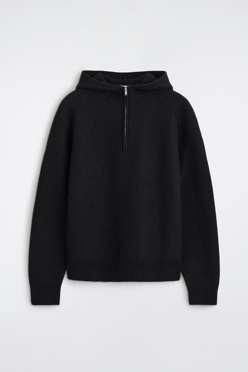 Boiled Merino Wool Half-Zip Hoodie