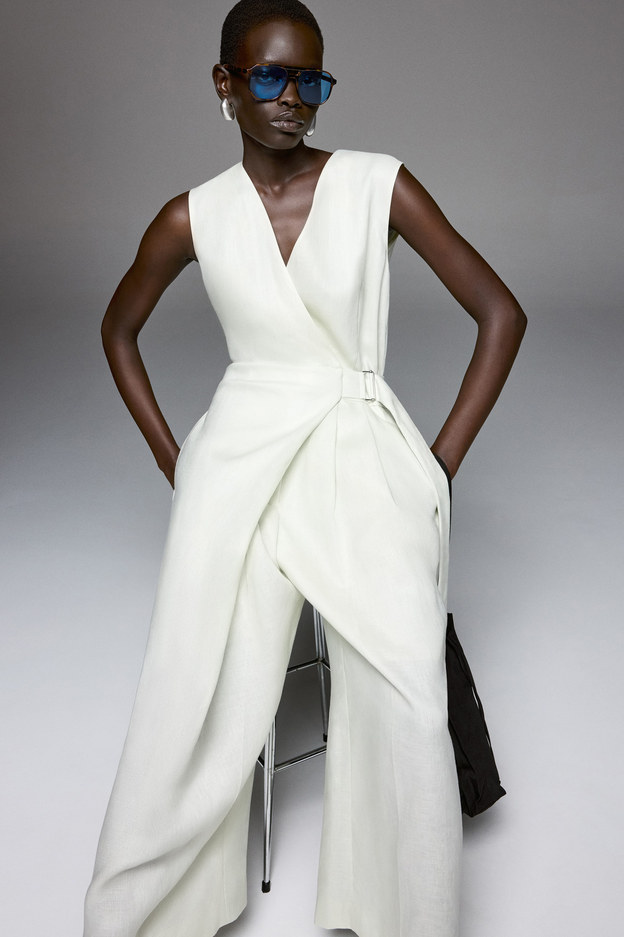 小物 lingernine501 Organic Cotton Linen Ticking Stripe Jumpsuit | EILEEN FISHER