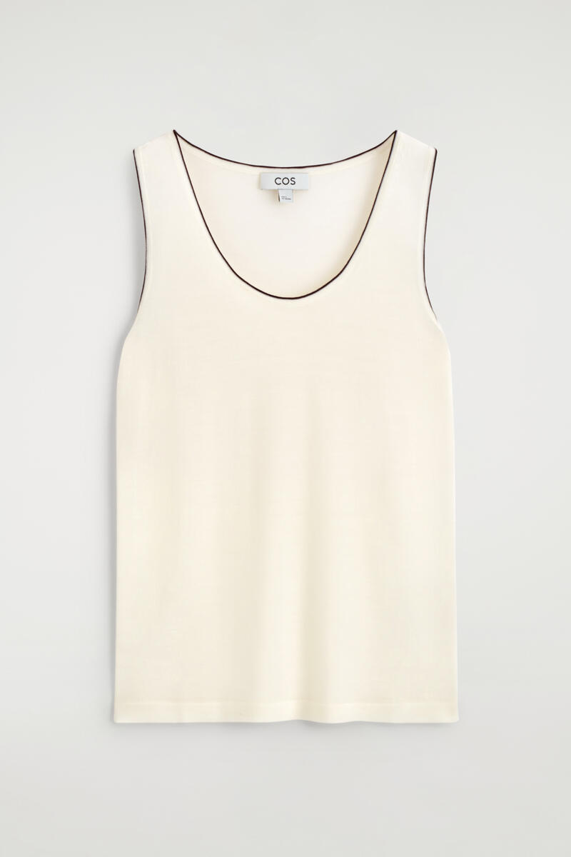 Contrast-Tipped Knitted Wool Tank Top