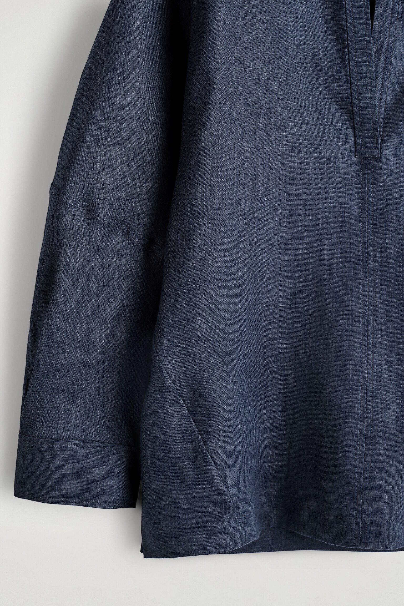 BLOUSE VOLUMINEUSE EN LIN - BLEU FONCÉ/ROUGE ROUILLE - 7