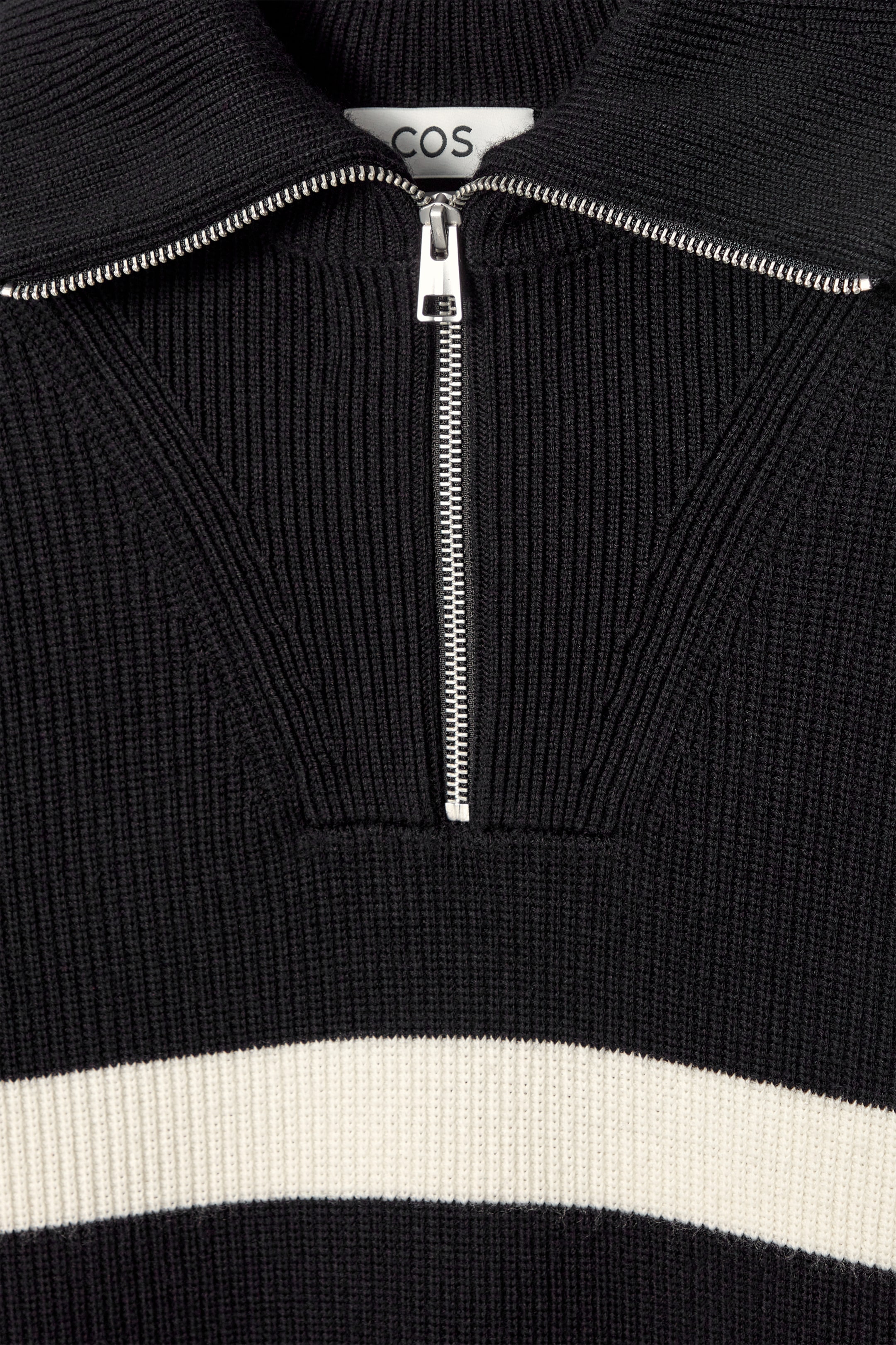 View larger image: MERINO WOOL HALF-ZIP JUMPER - BLACK / CREAM / STRIPED - Men | H&M GB 8