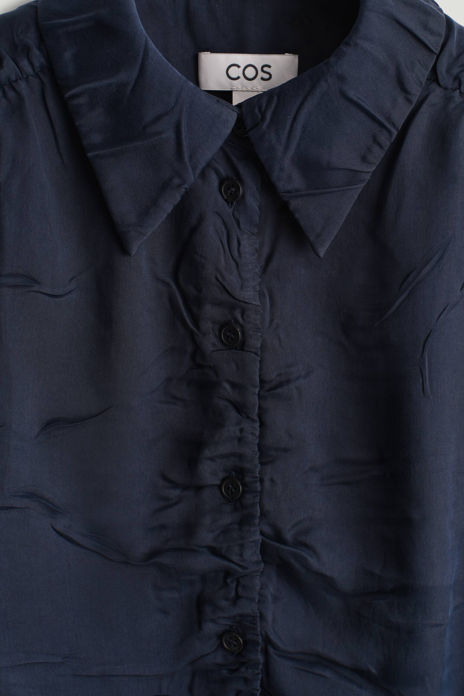 CAMISA FRUNCIDA ARRUGADA - AZUL MARINO - 3