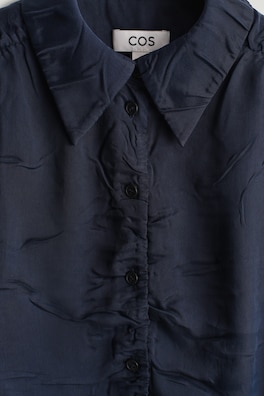 GATHERED CRINKLED SHIRT — NAVY 6
