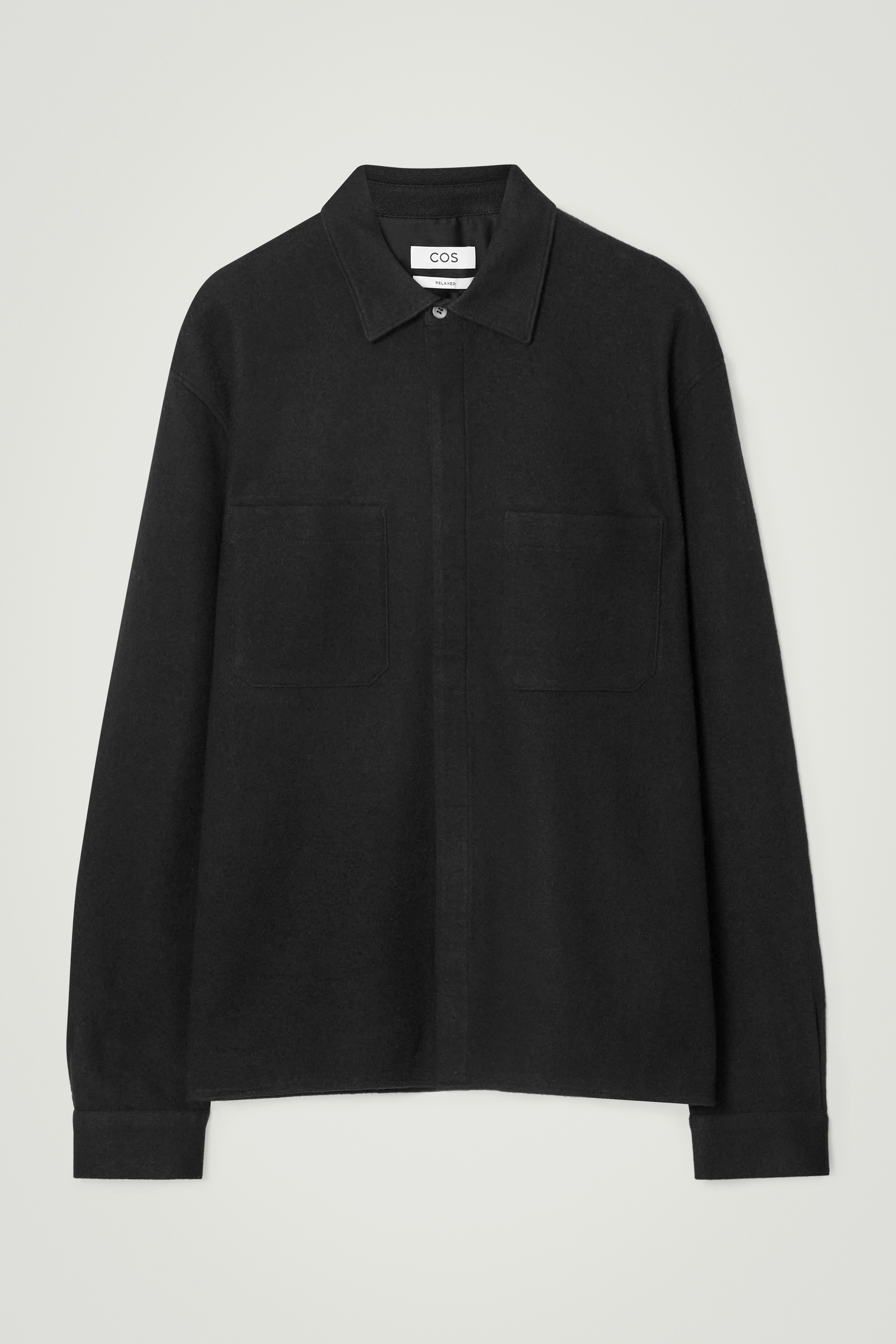 RELAXED BOILED-WOOL OVERSHIRT - BLACK/BEIGE