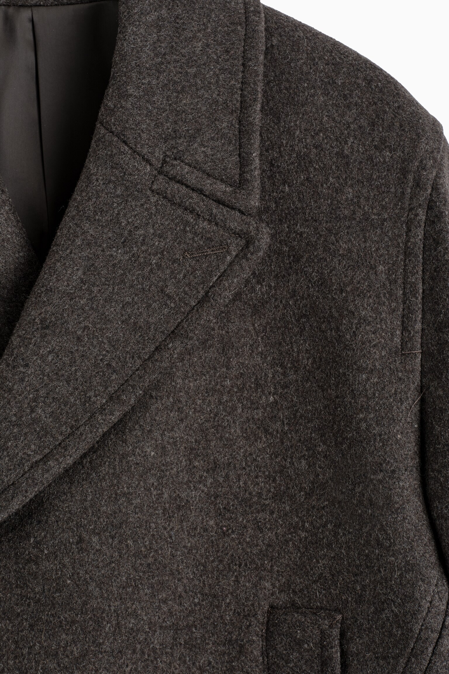 DOPPELREIHIGE CABANJACKE AUS WOLLE - DUNKELBRAUN MELIERT - 8