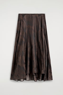 JACQUARD HANDKERCHIEF MIDI SKIRT — BROWN / ANIMAL EFFECT 7