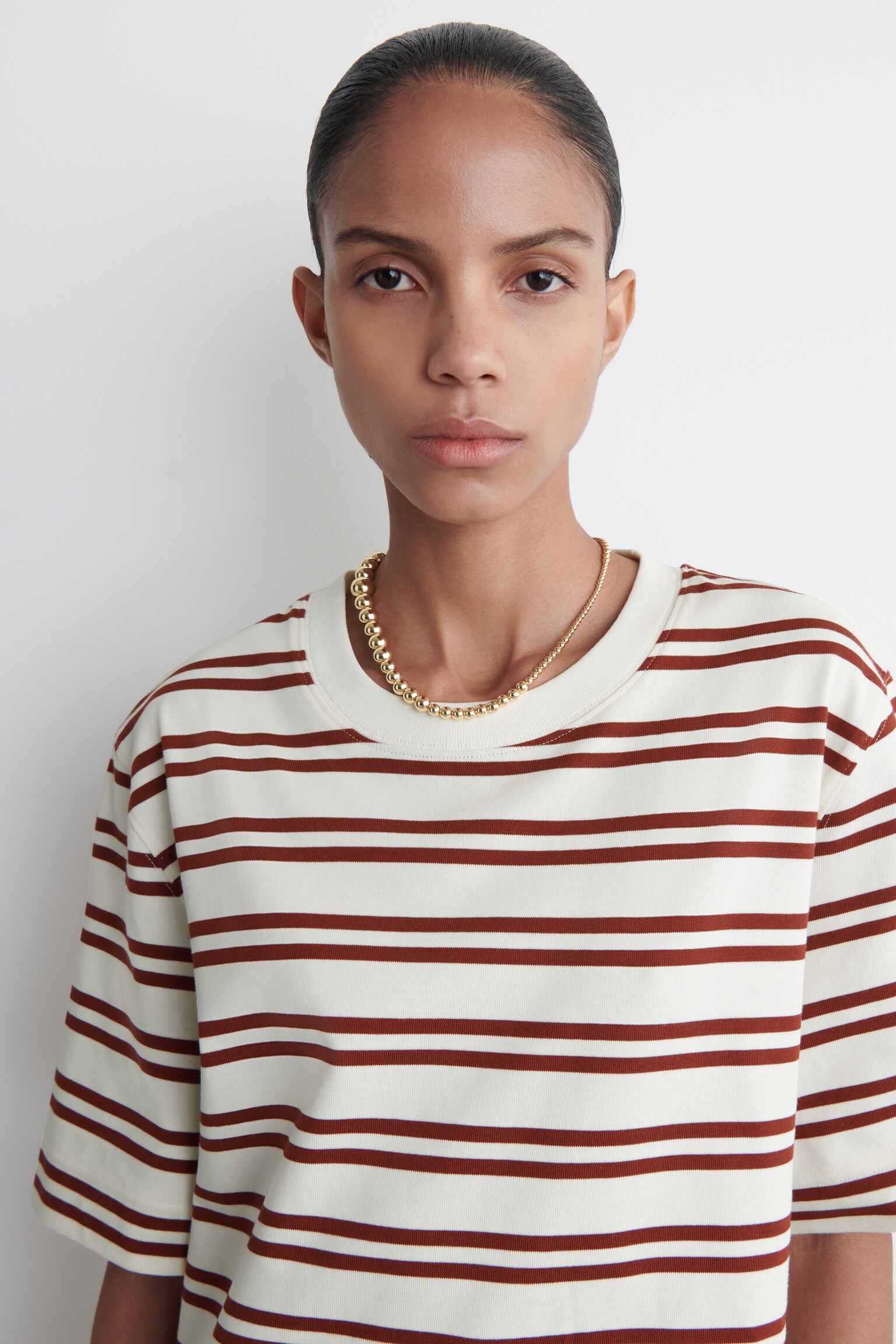 VESTIDO-CAMISETA CORTO DE ALGODÓN - BLANCO / ROJO / RAYAS/BLANCO - 4