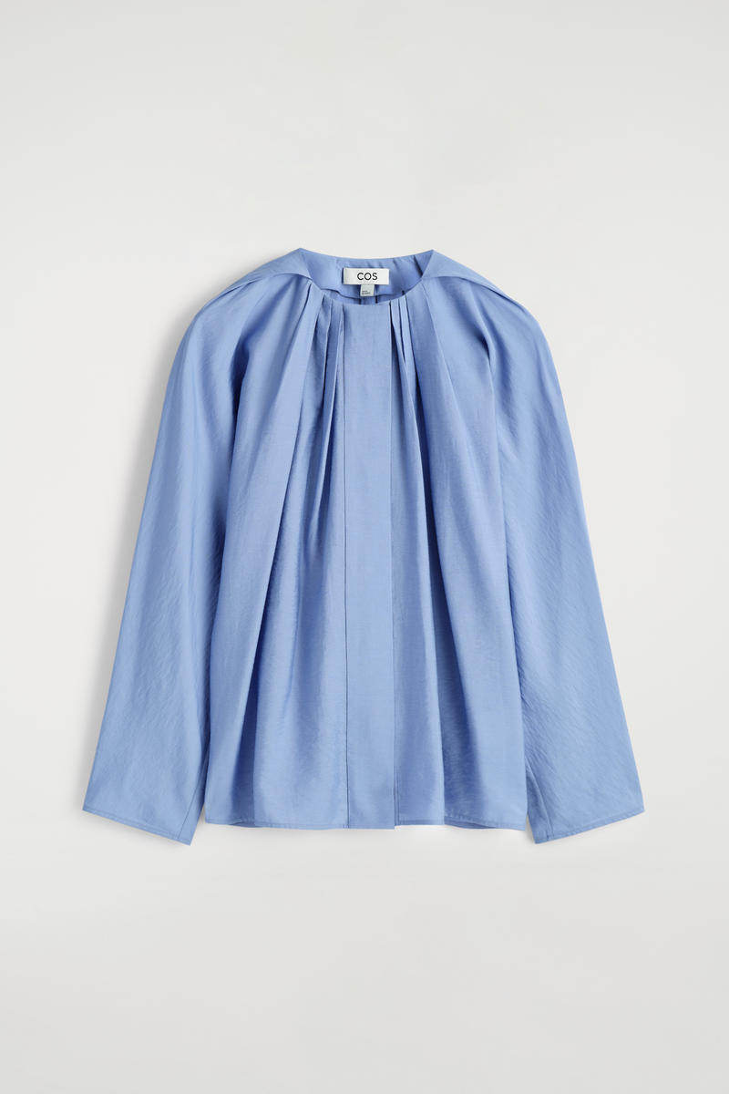 COS Voluminous Pleated Blouse In Blue Women's Size 44