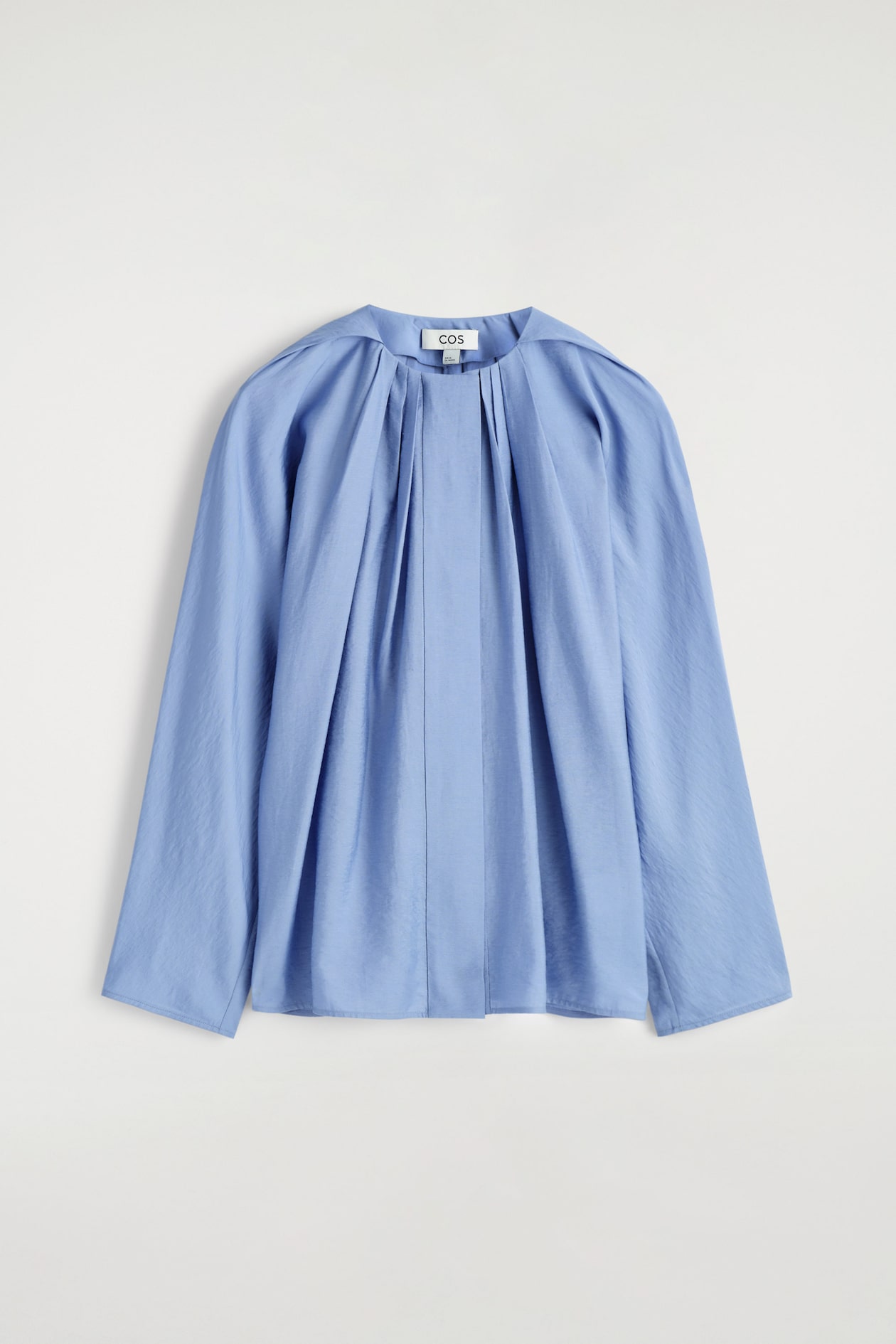 VOLUMINOUS PLEATED BLOUSE — BLUE
