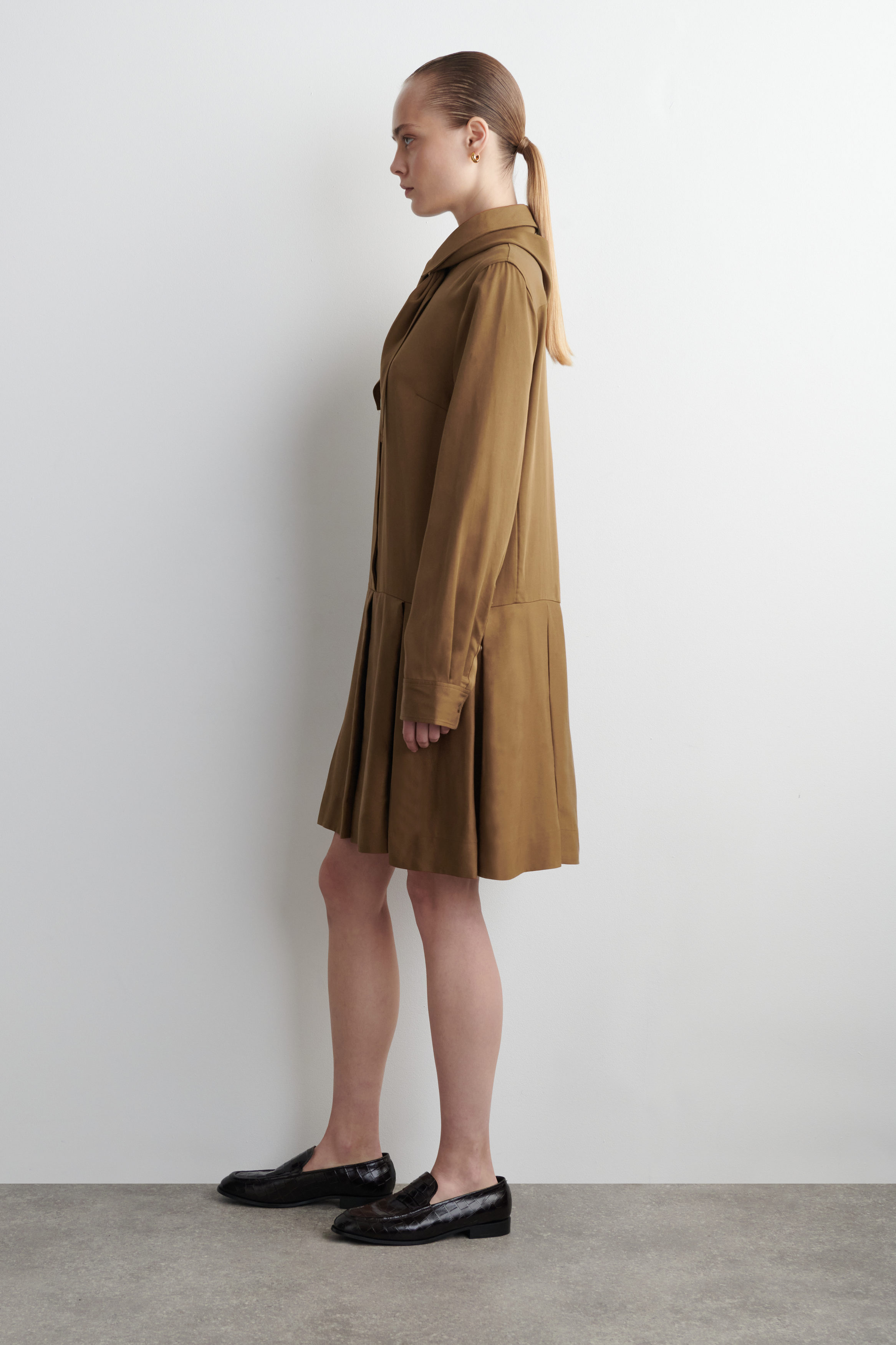 SCARF-DETAIL DROPPED-WAIST MINI DRESS - BROWN | COS US