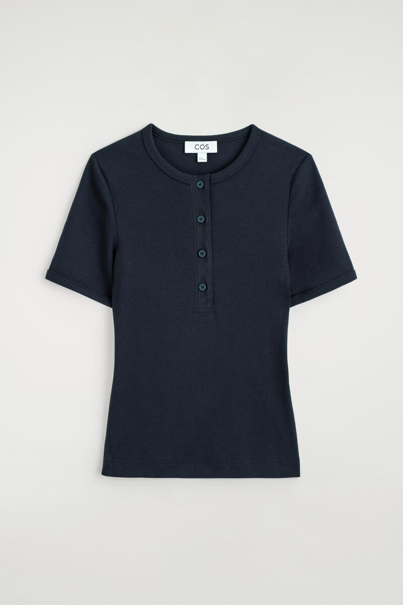 Ribbed Henley T-Shirt
