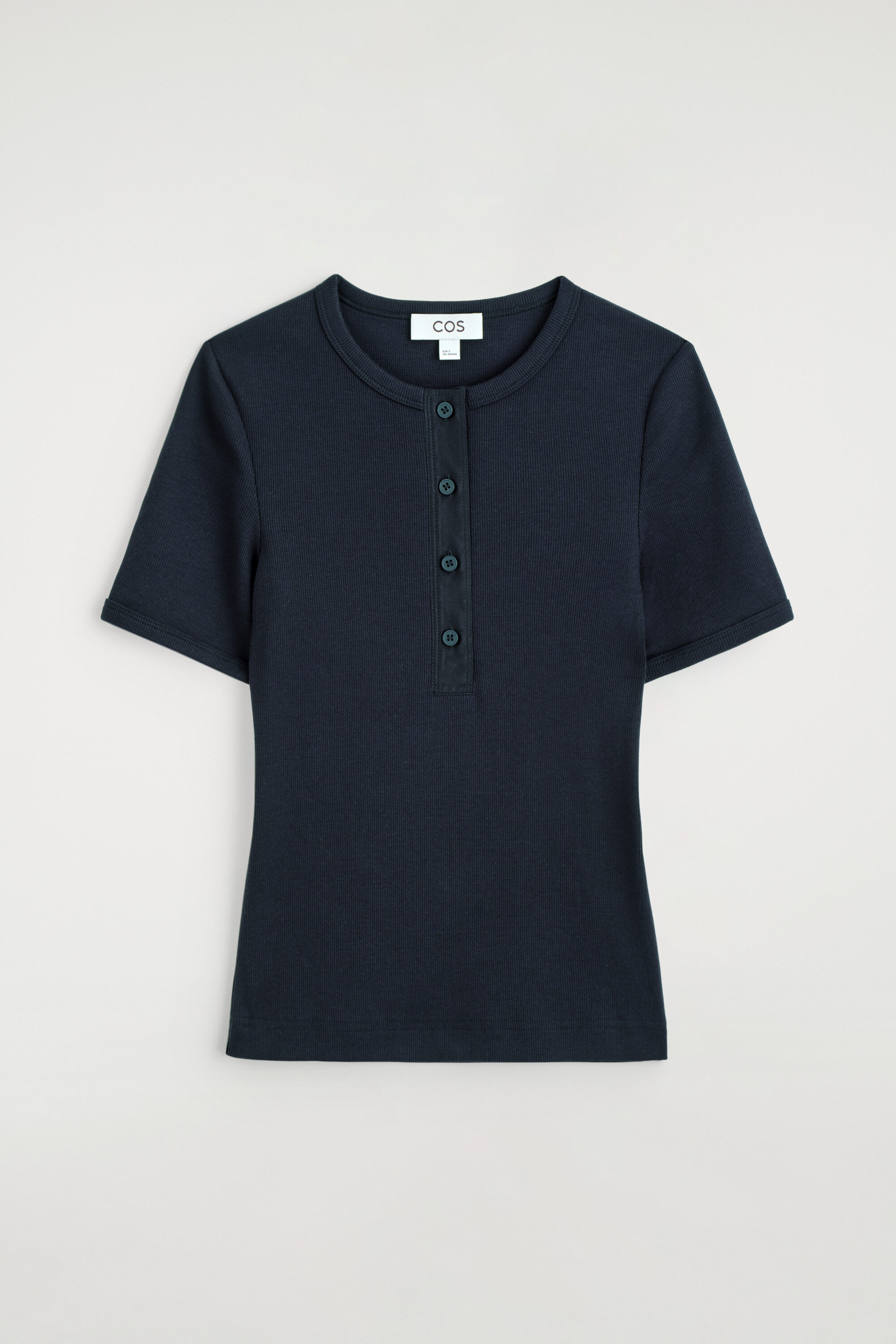 RIBBED HENLEY T-SHIRT - NAVY | COS US
